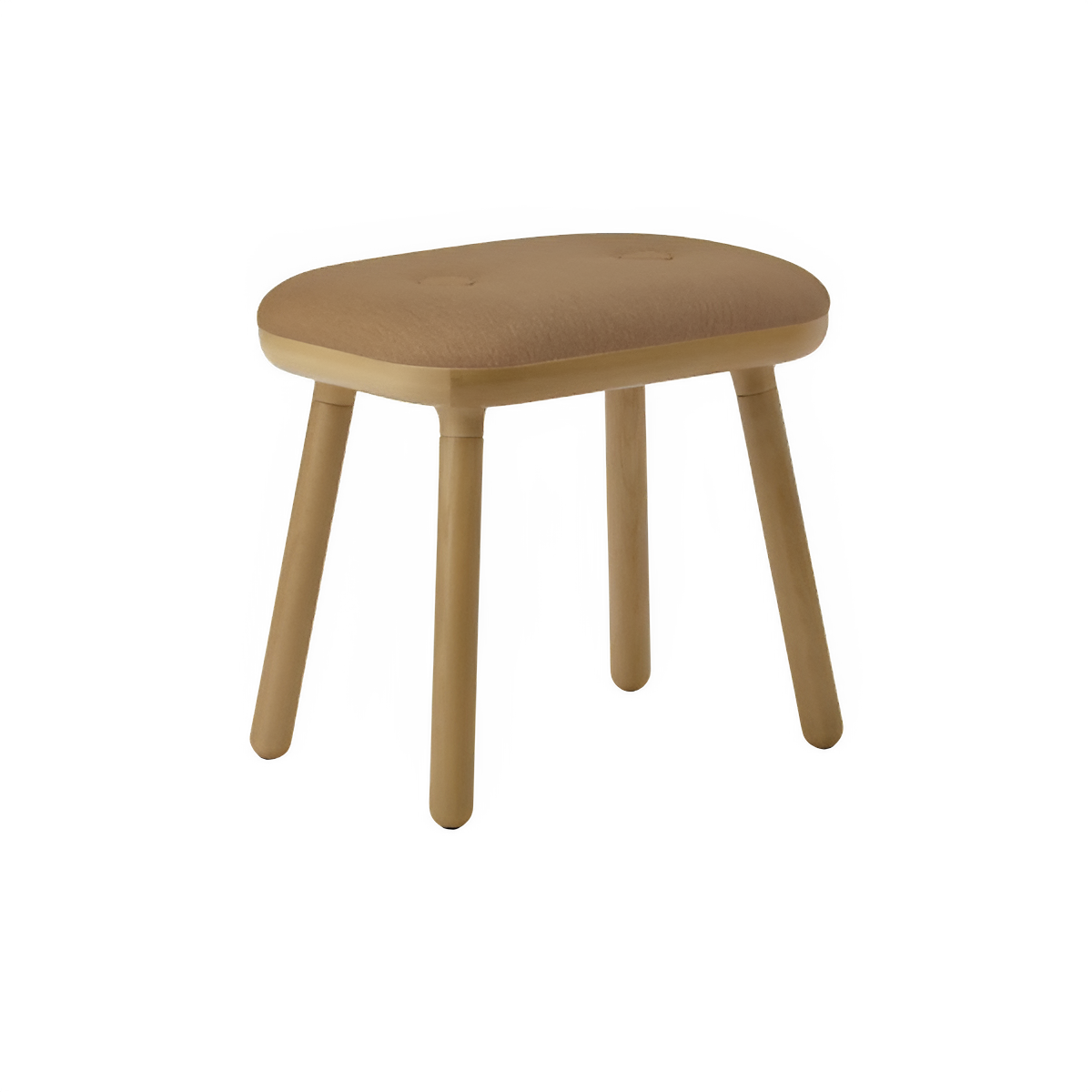 Karamelkleurige PAFF kruk met eikenhouten basis