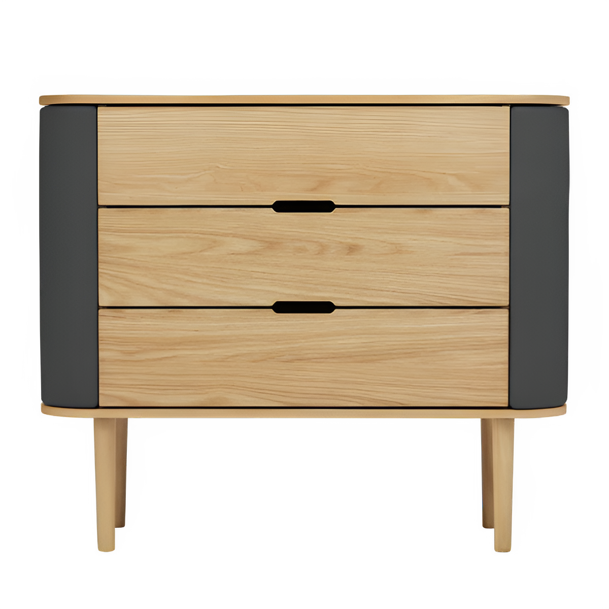 TREASURES kast donkergrijs met eiken basis