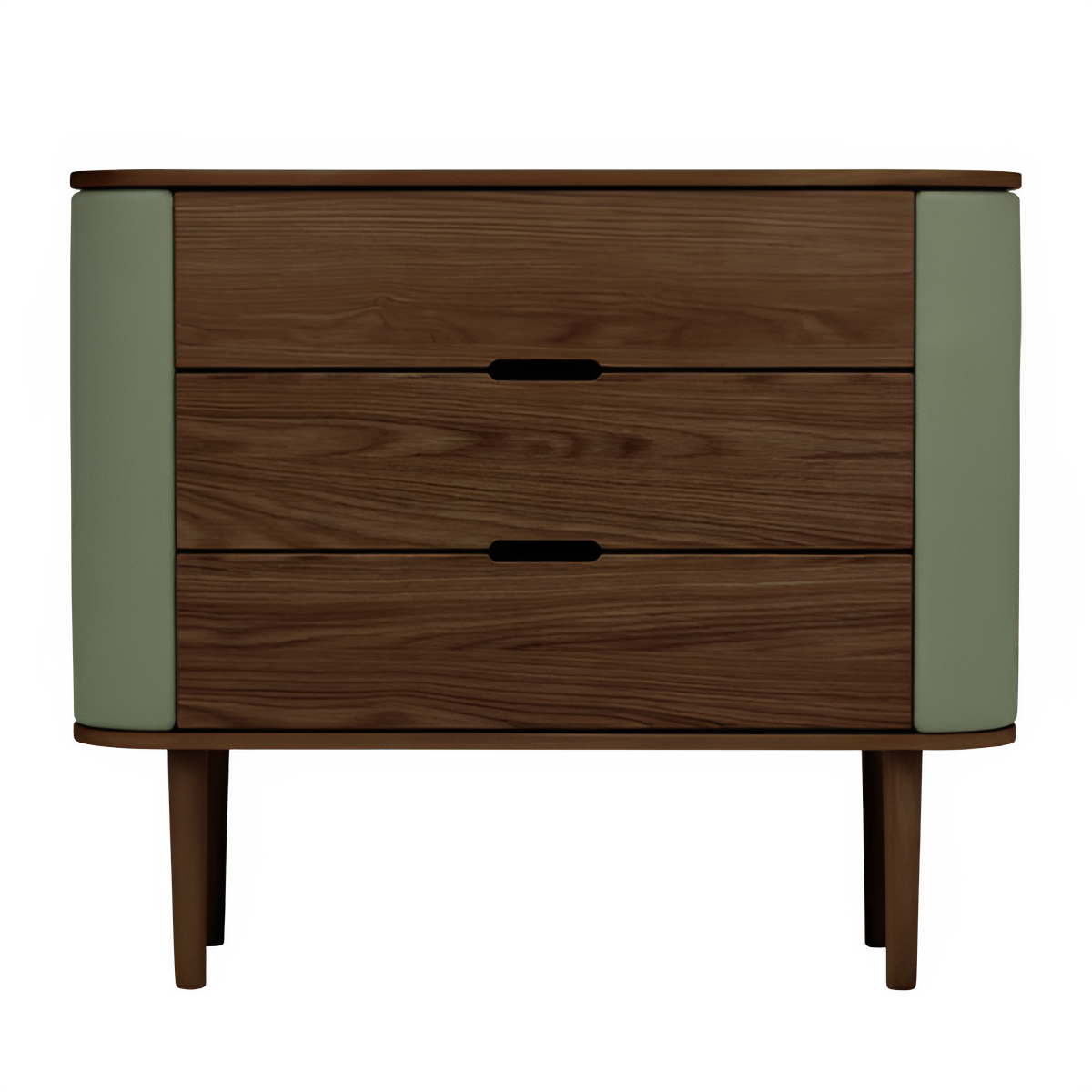 Schap TREASURES groen met een donkere eiken basis