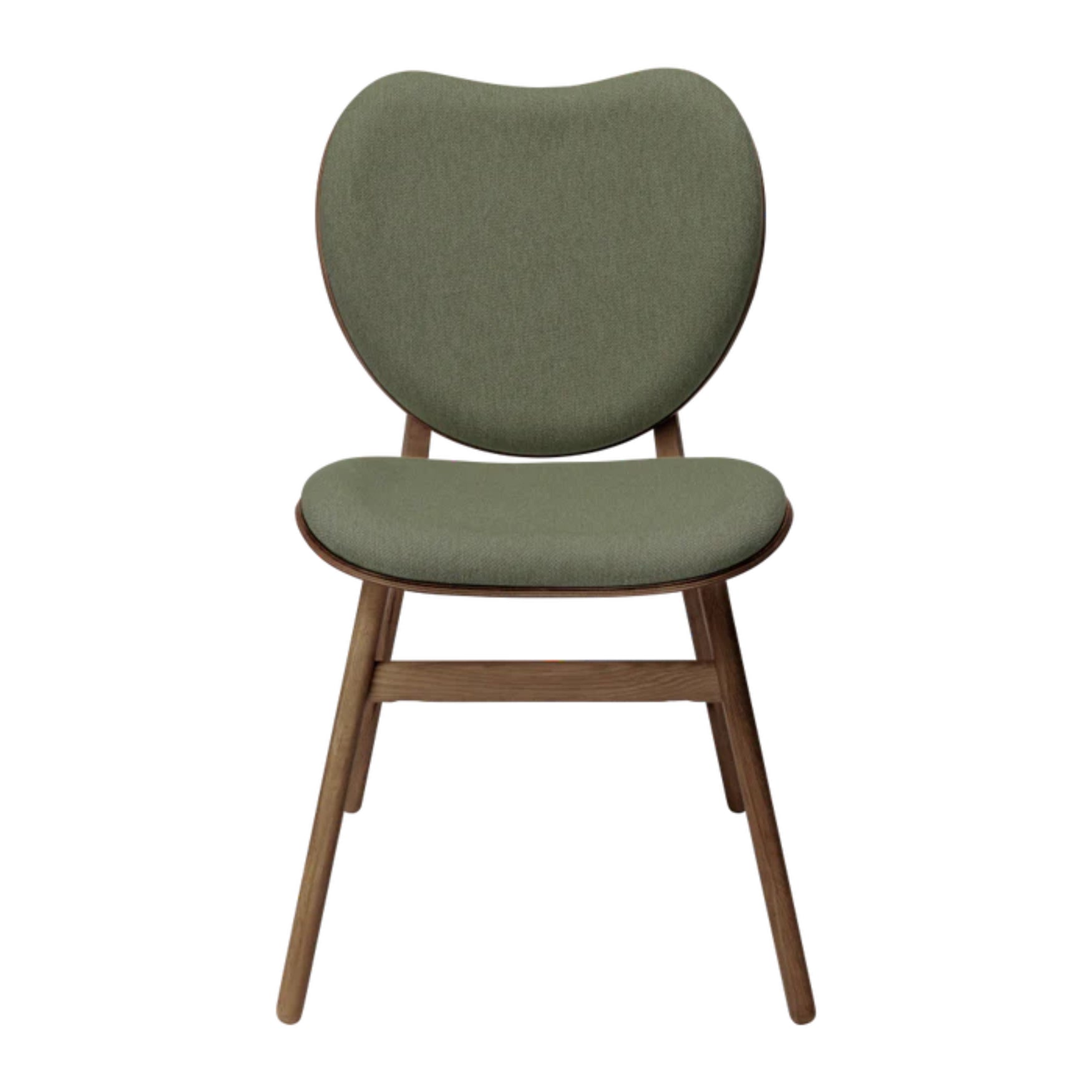 Stuhl CONVERSATION grün mit einem Gestell aus Nussbaumholz