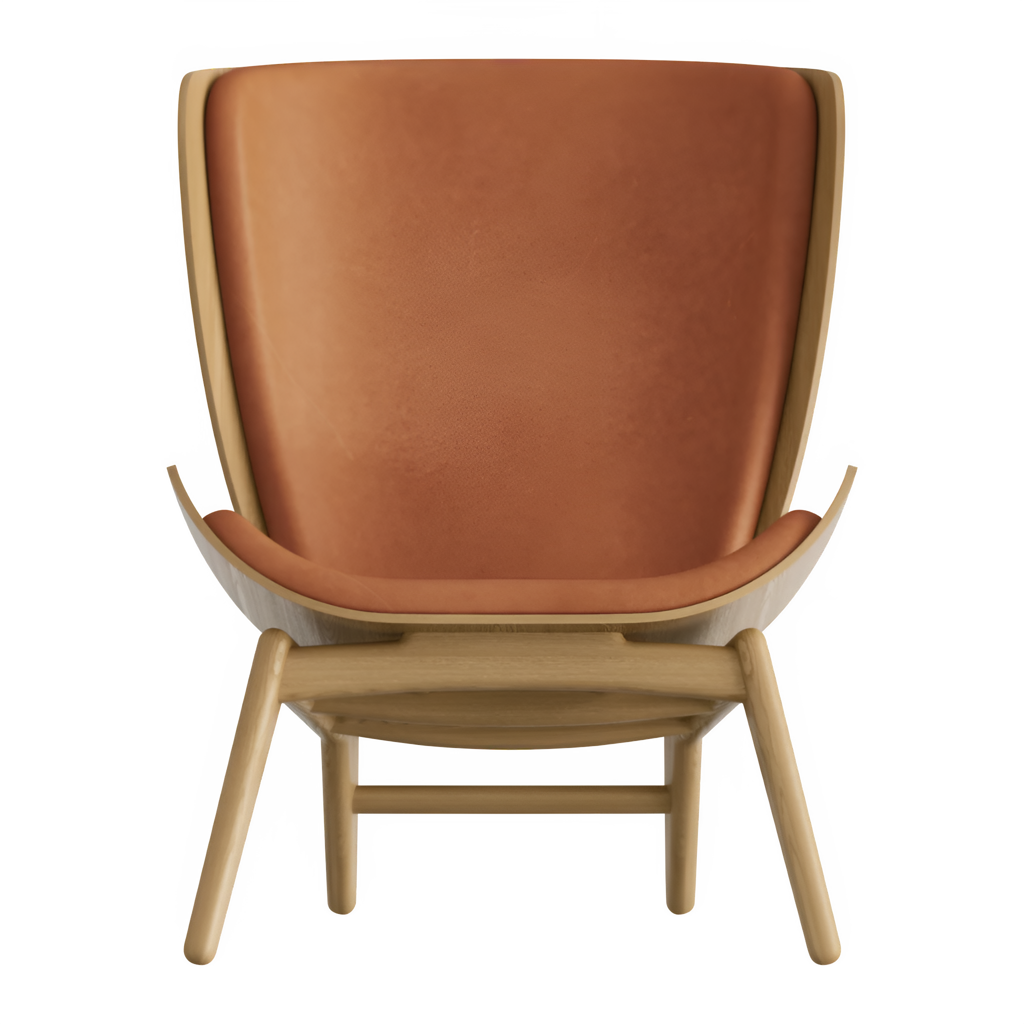 Fauteuil READER cognac leer met eiken basis
