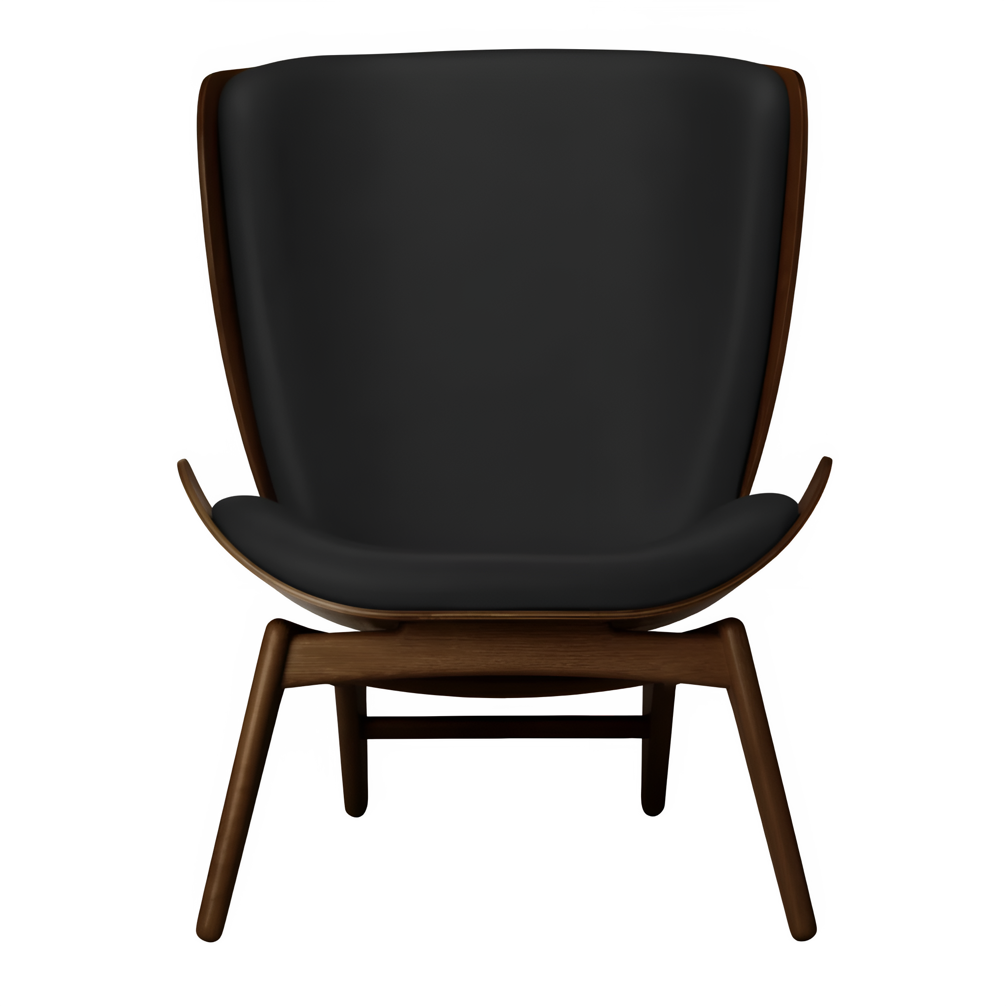 READER armchair black leather with dark oak base