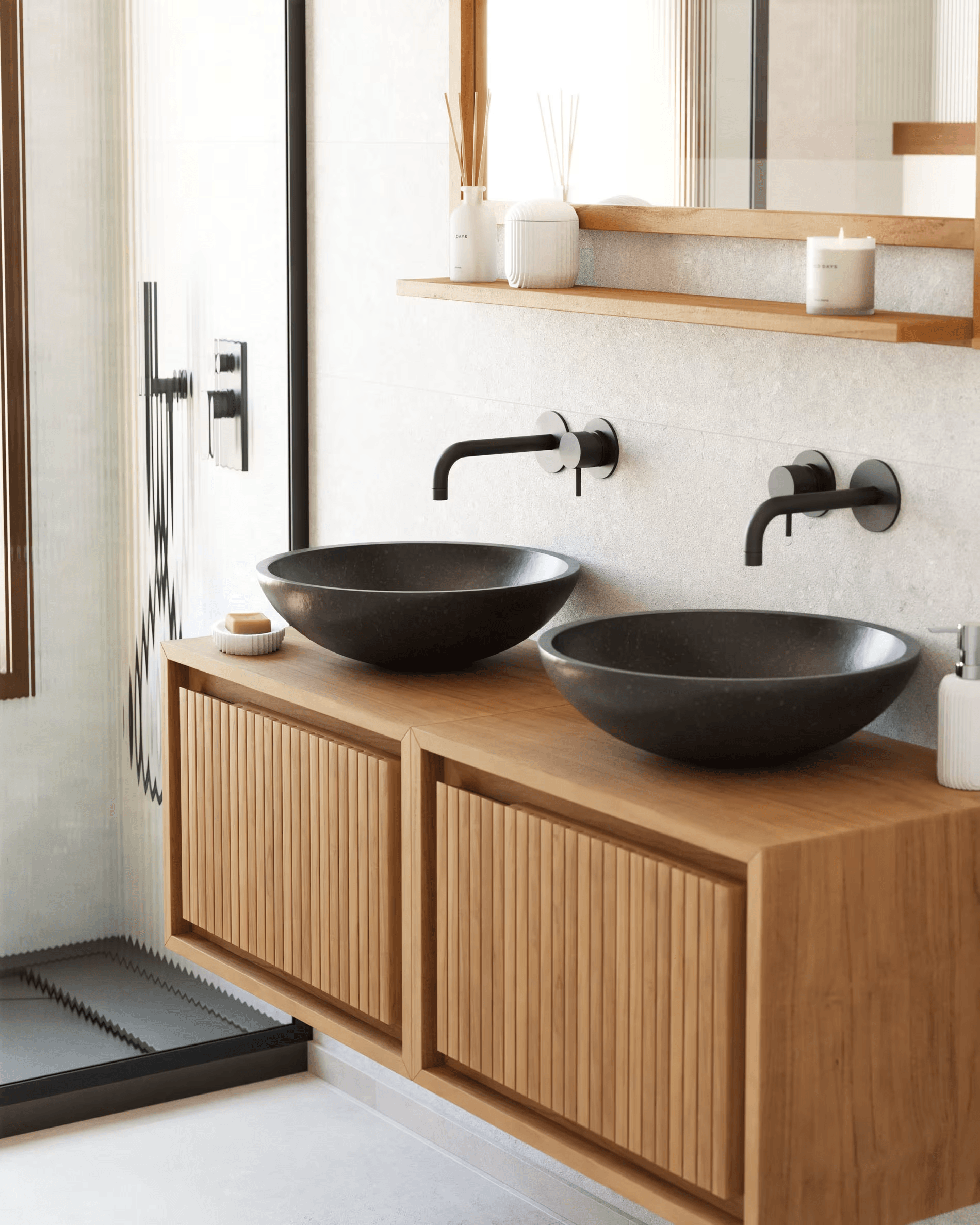 Umywalka nablatowa DELINA czarne lastryko La Forma Eye on Design