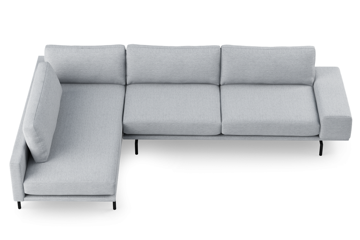 Left-facing 4-seater sofa BRIXTON upholstered with a black base