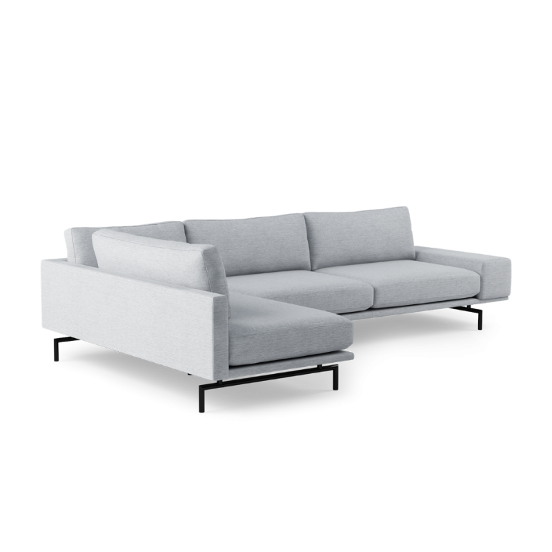 Left-facing 4-seater sofa BRIXTON upholstered with a black base