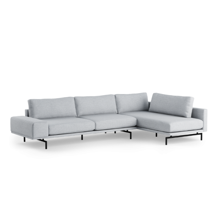 Brixton Upholstered Right-Hand Corner Sofa for 4 People with Black Base