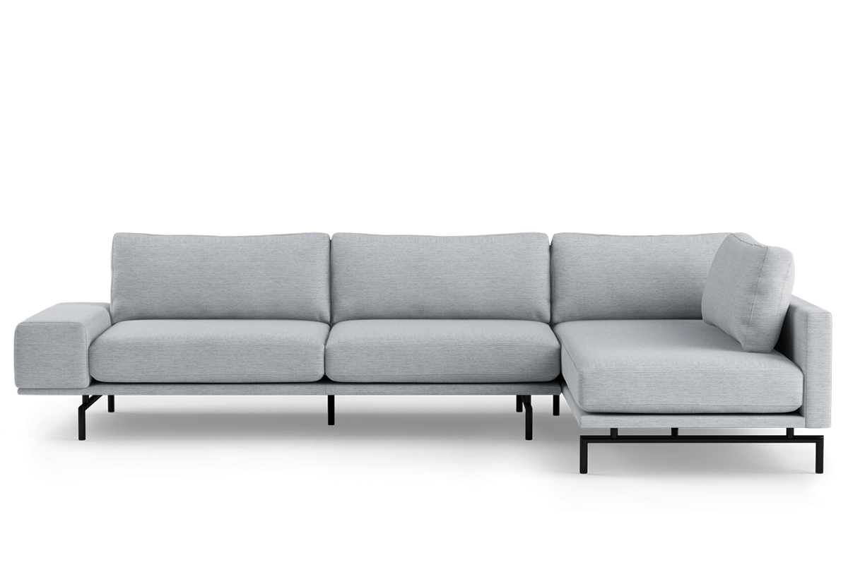 Brixton Upholstered Right-Hand Corner Sofa for 4 People with Black Base