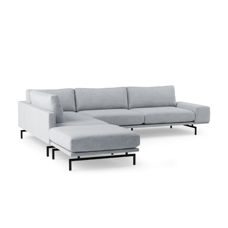 Ecksofa für 5 Personen linksseitig BRIXTON gepolstert mit schwarzem Gestell