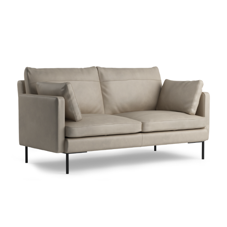 Sofa 2-sitzig DUNE mit schwarzem Gestell gepolstert