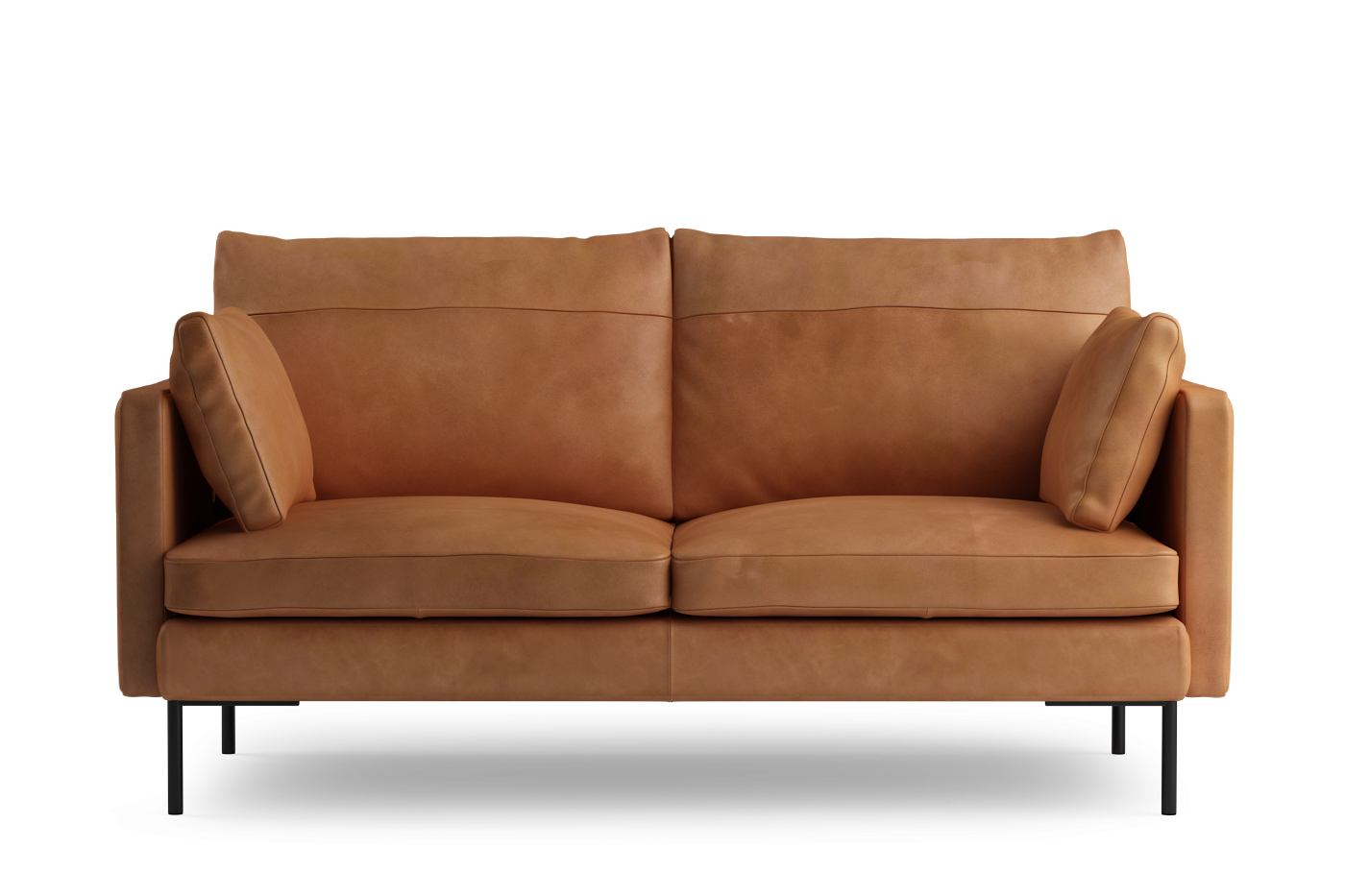 DUNE Leather Sofa for 2 with Black Base