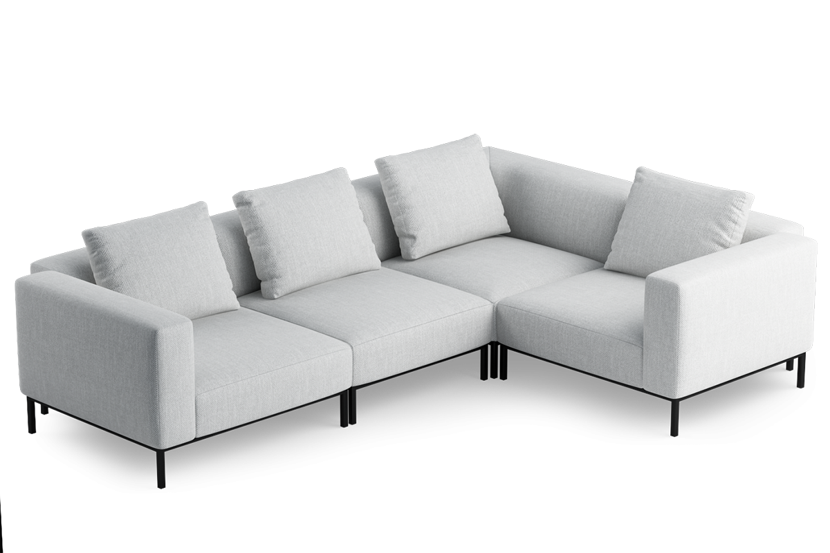 3-Seater Right-Hand Corner Sofa HOLDEN Upholstered with Black Base