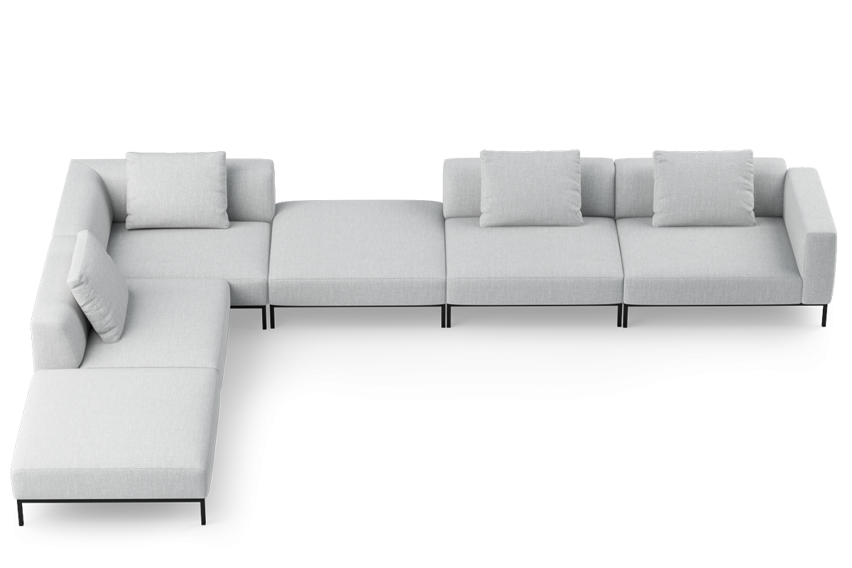 Left-facing modular sofa for 6 people HOLDEN upholstered with a black base