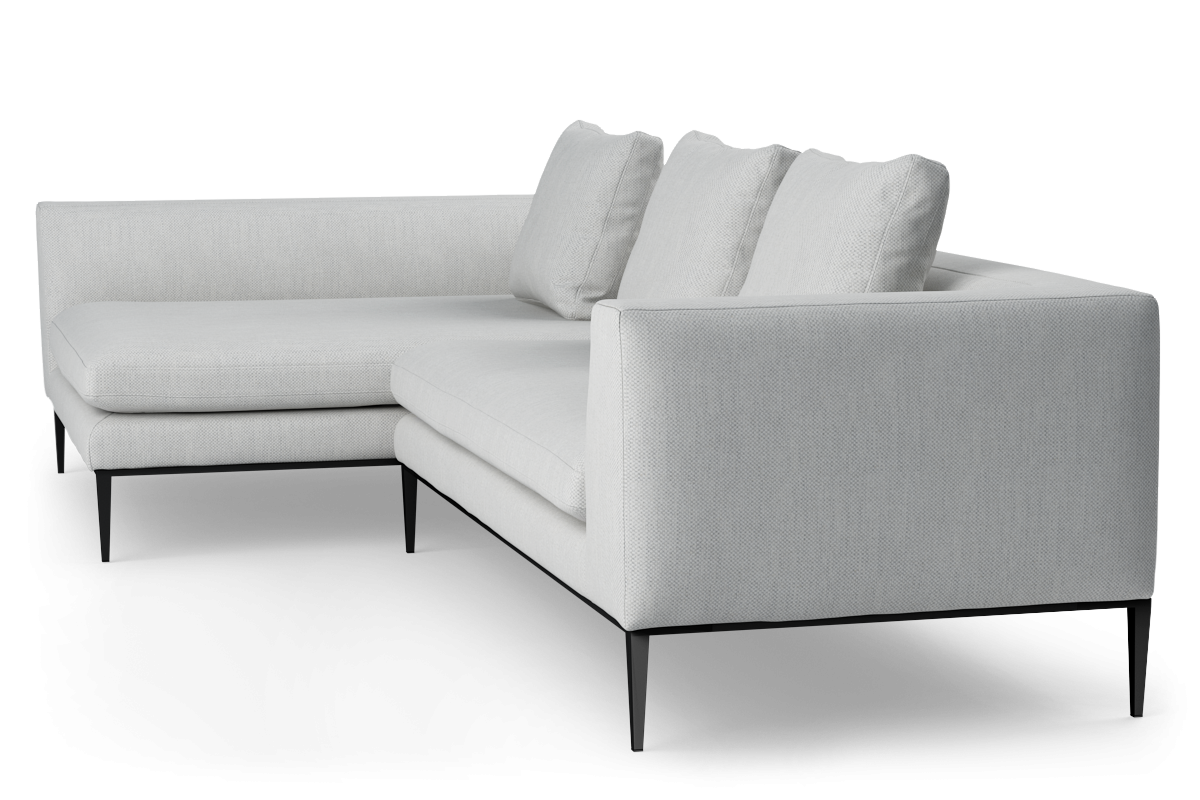 Left-facing 3-seater NASH upholstered corner sofa with black base