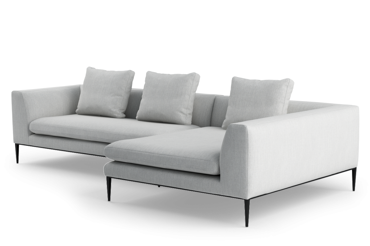 3-Seater Right-Hand Corner Sofa NASH Upholstered with Black Base