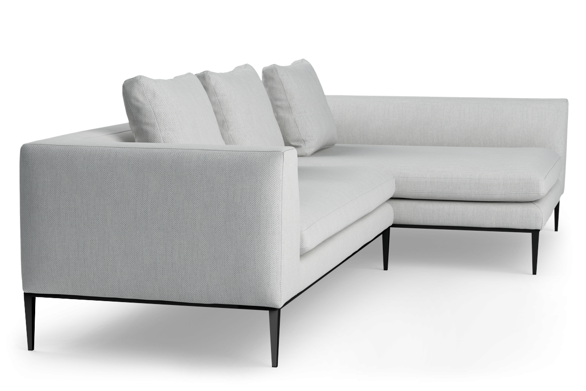 3-Seater Right-Hand Corner Sofa NASH Upholstered with Black Base
