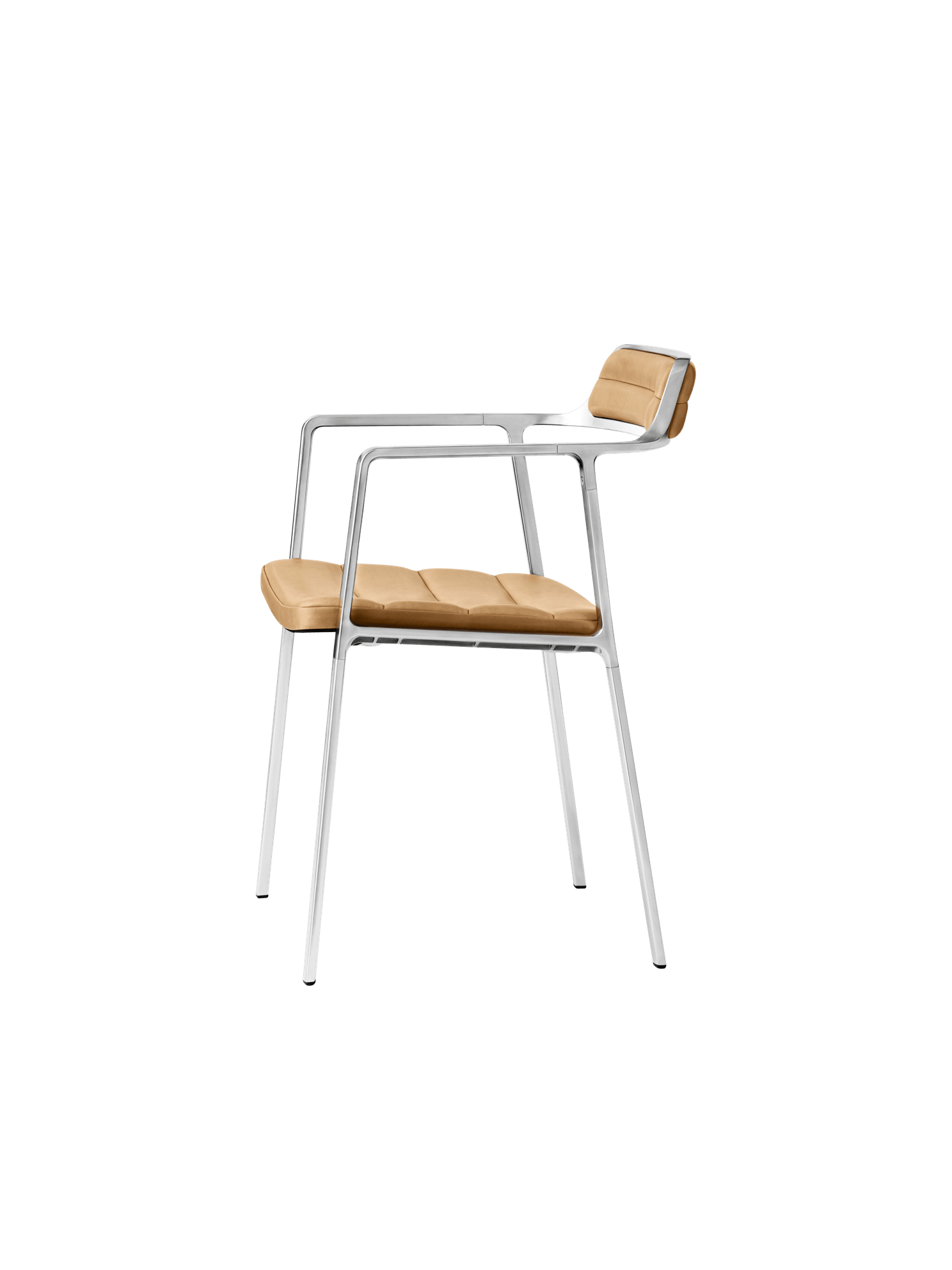 Stoel 451 karamel leer met metalen basis