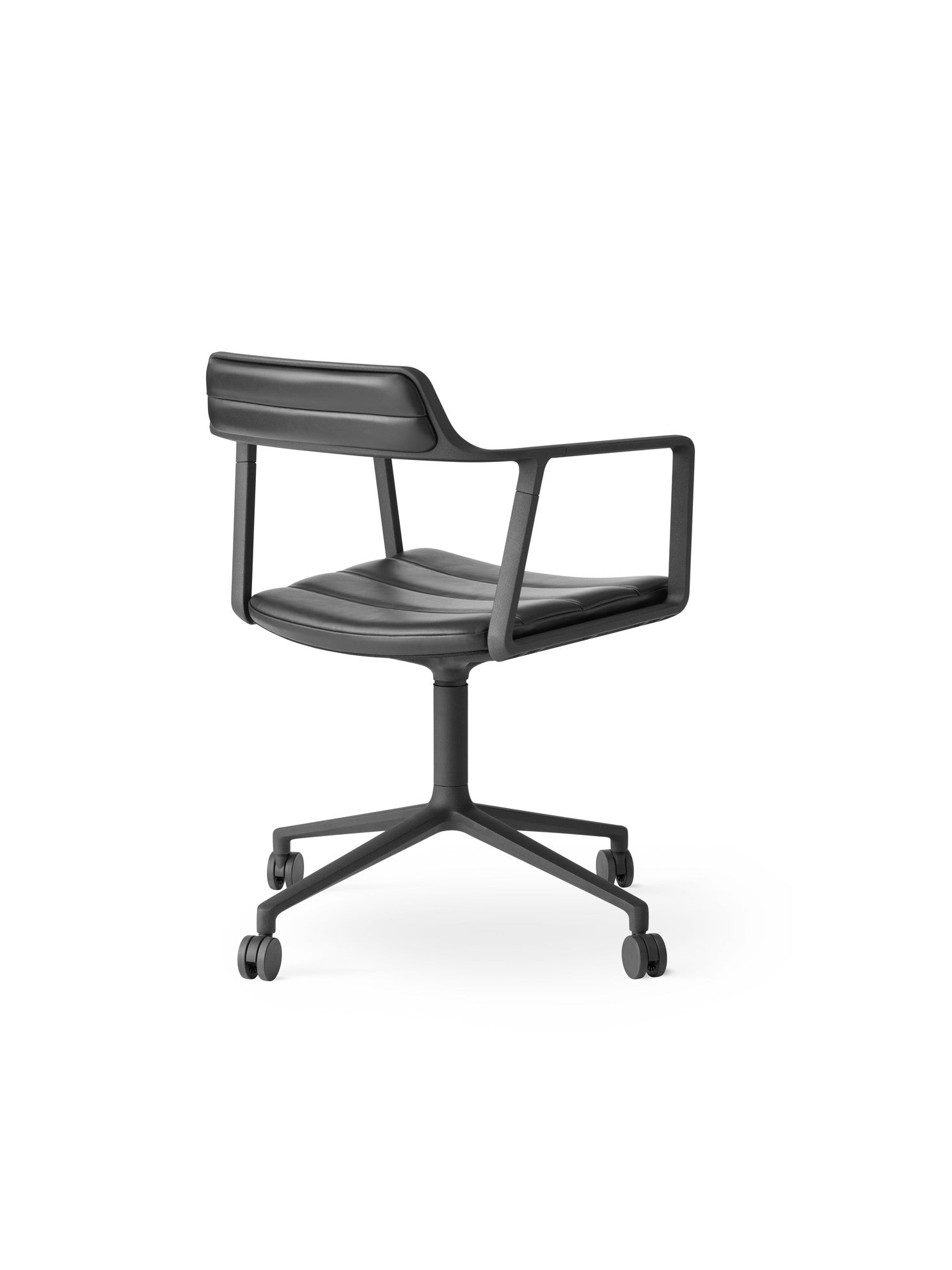 Bürostuhl 452 schwarze Leder mit schwarzem Metallgestell