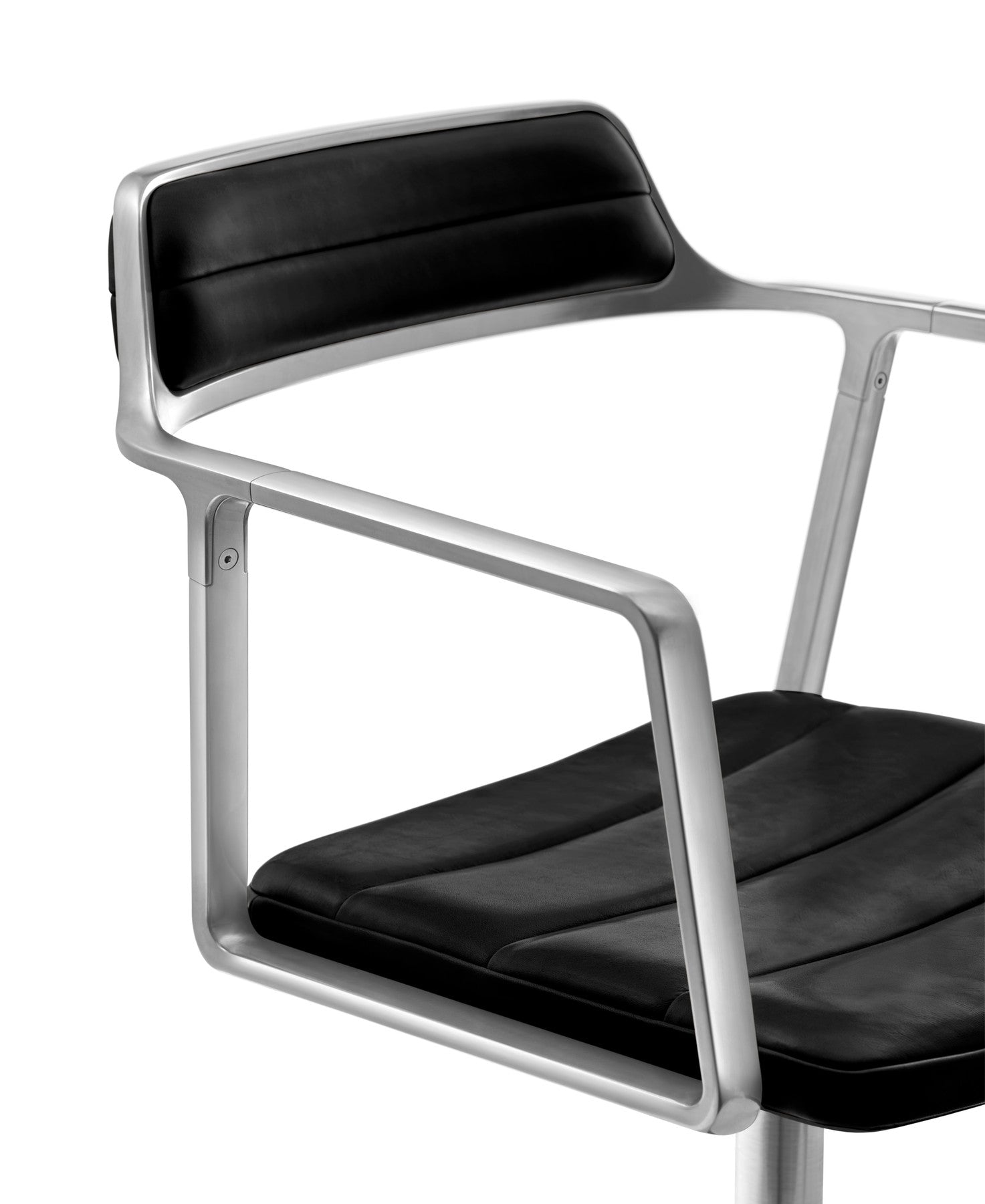 Office chair 452 black leather with metal base