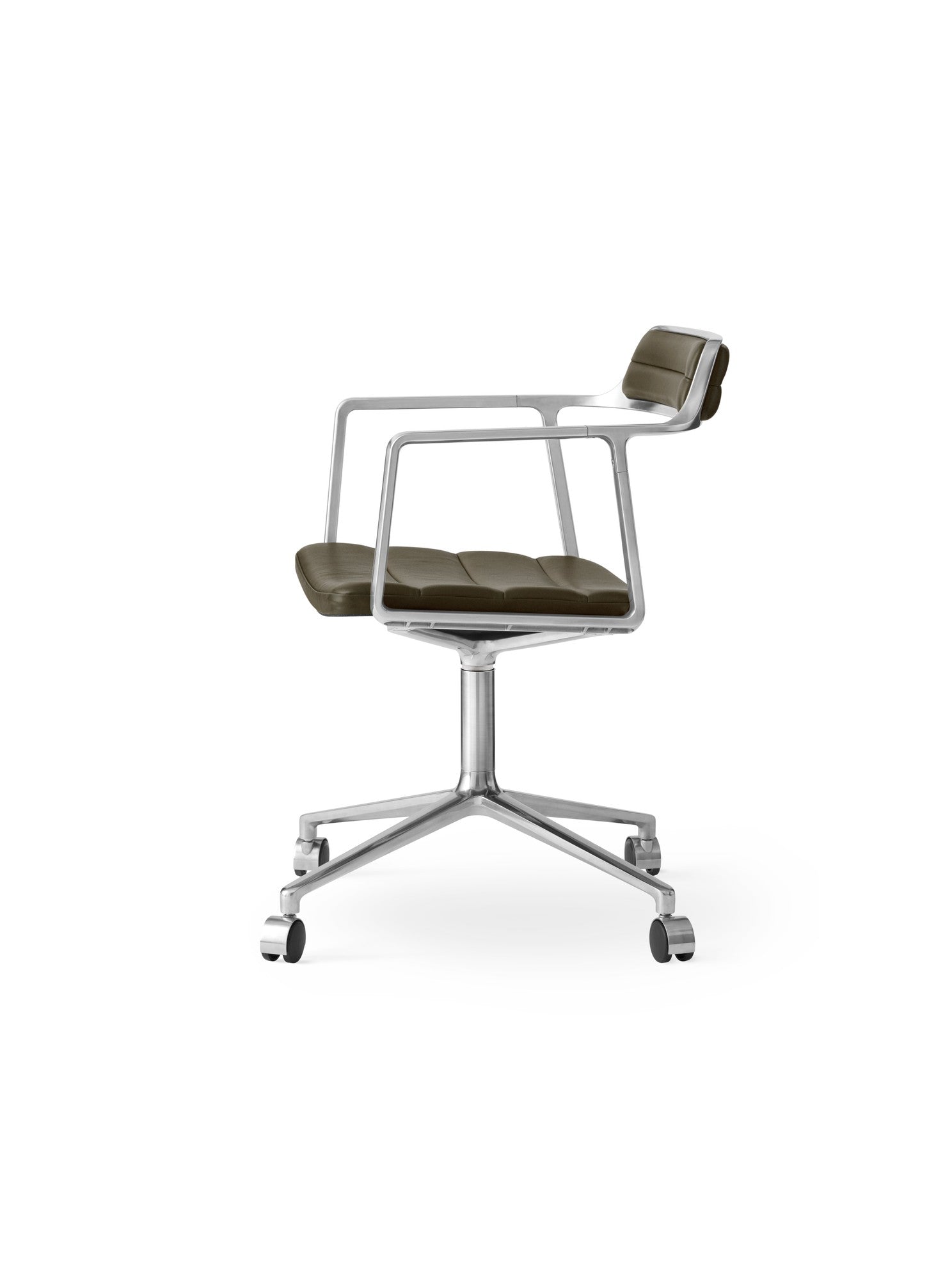 Bureau stoel 452 groene leer met metalen basis