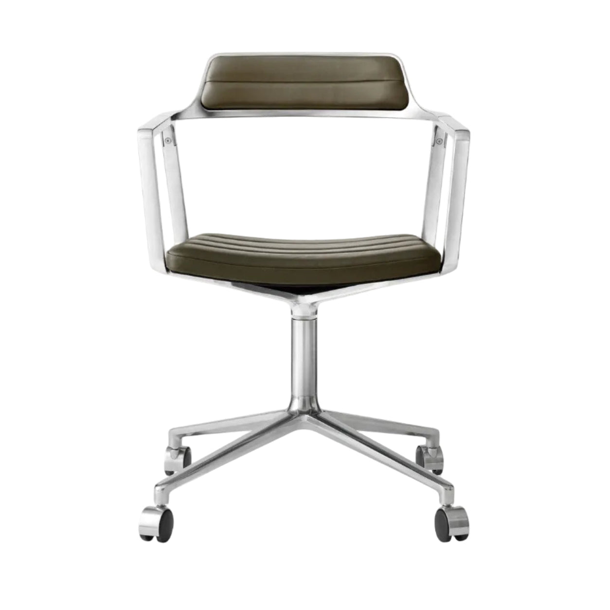 Bureau stoel 452 groene leer met metalen basis