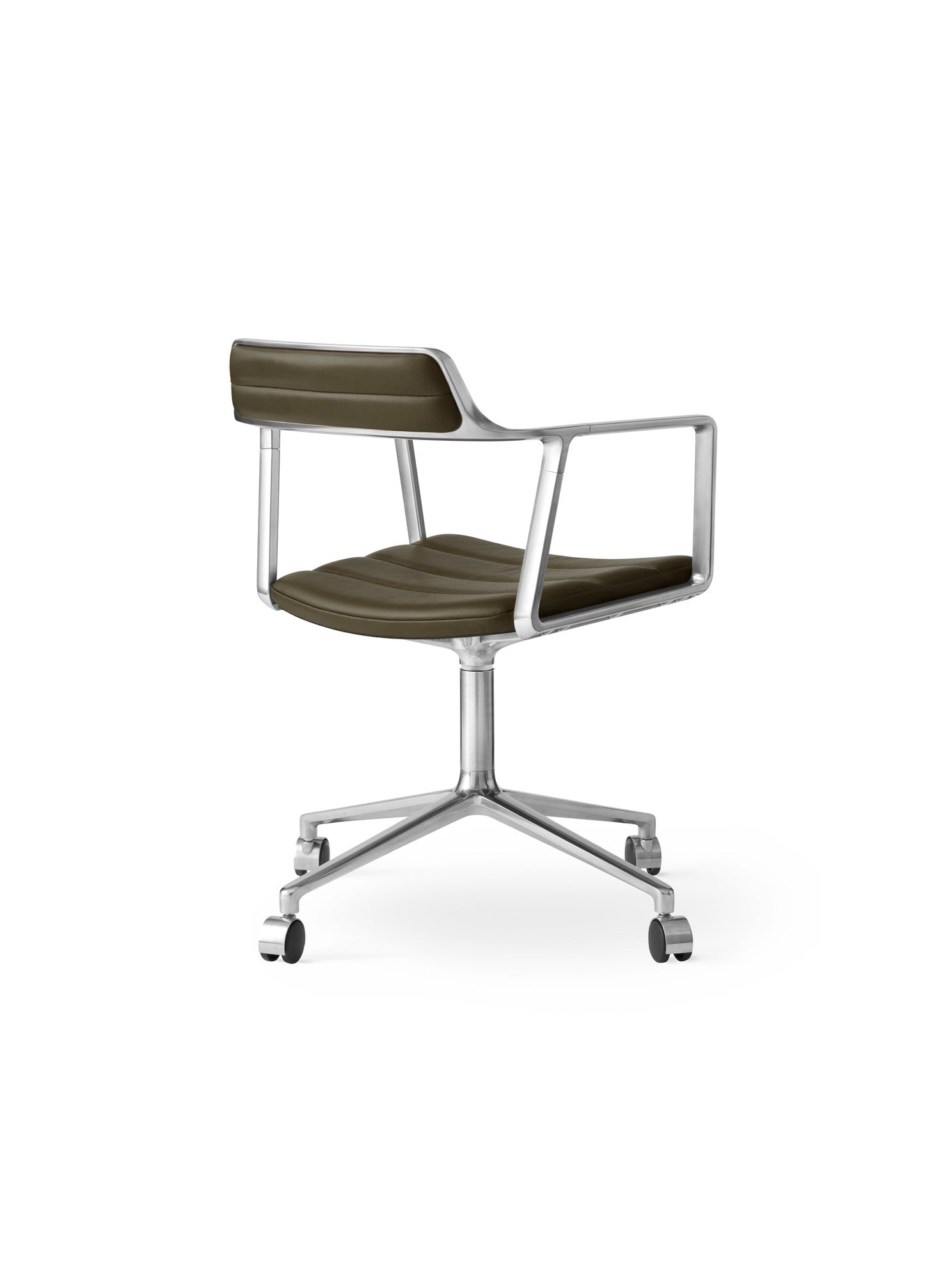 Bureau stoel 452 groene leer met metalen basis