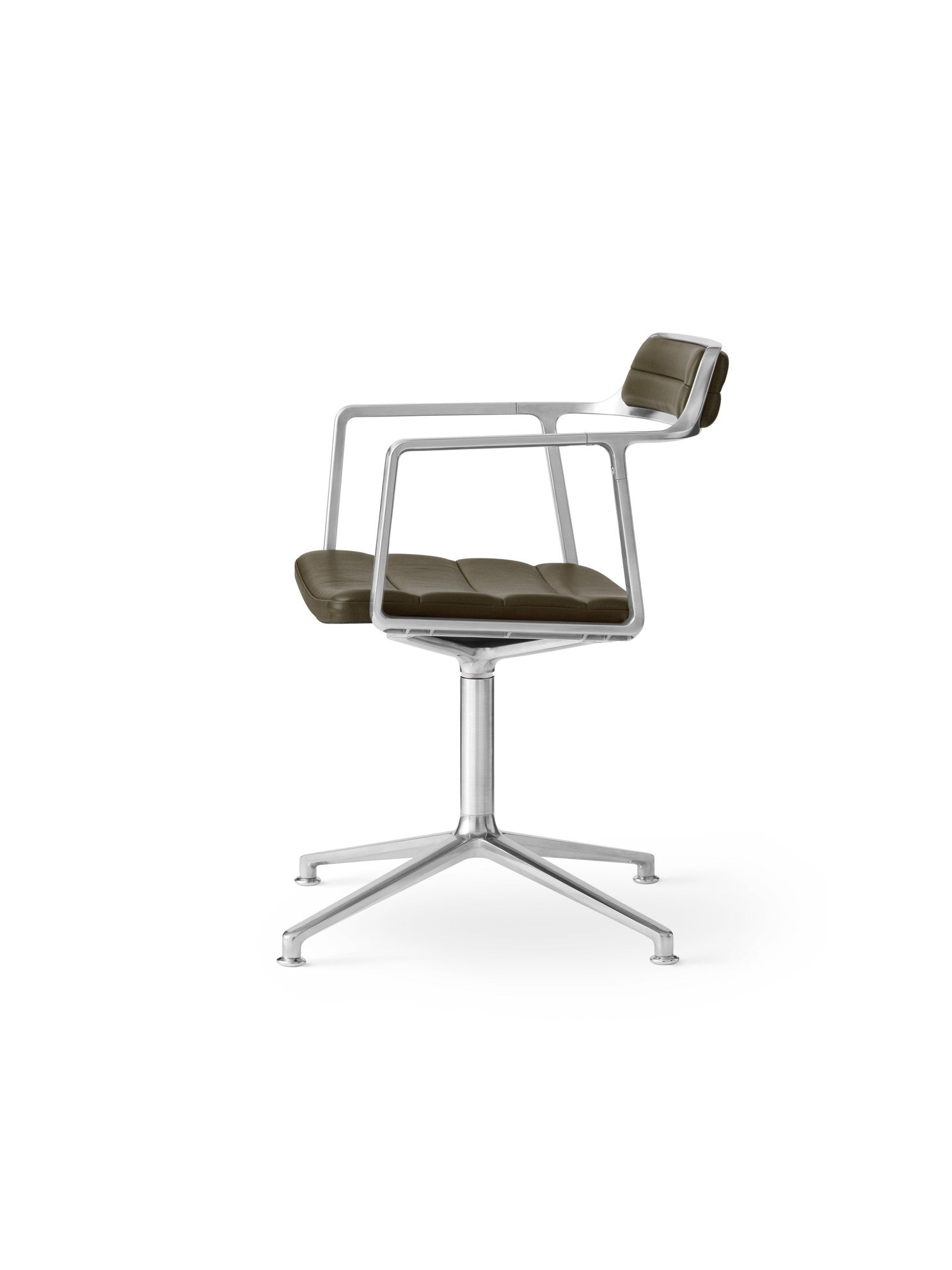 Bureau stoel 452 groene leer met metalen basis