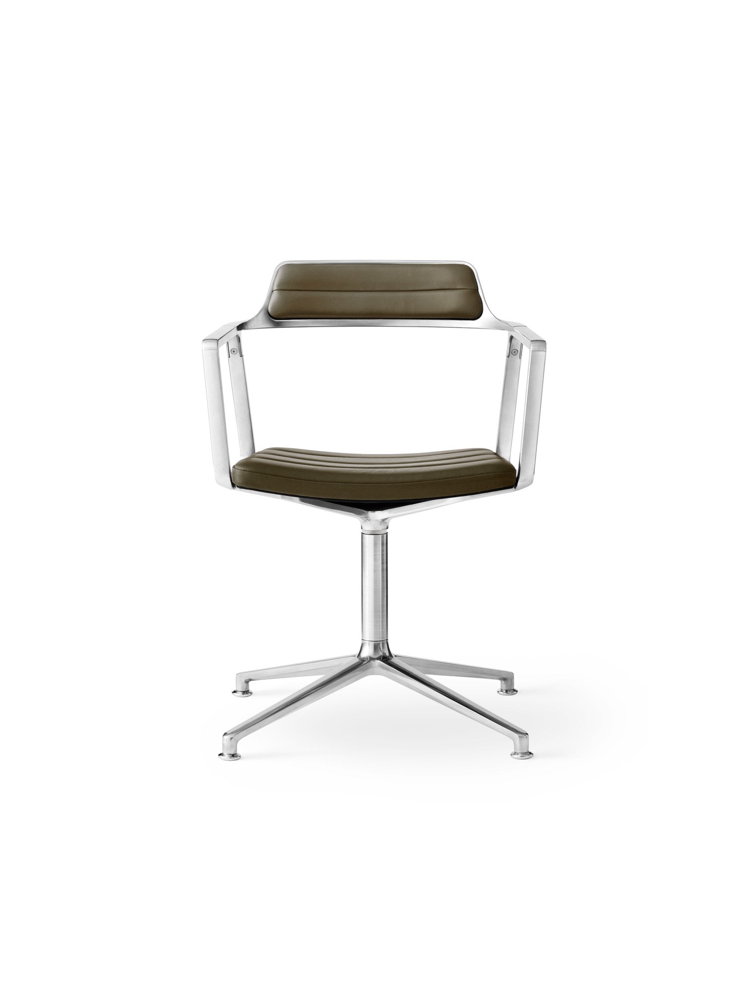 Bureau stoel 452 groene leer met metalen basis