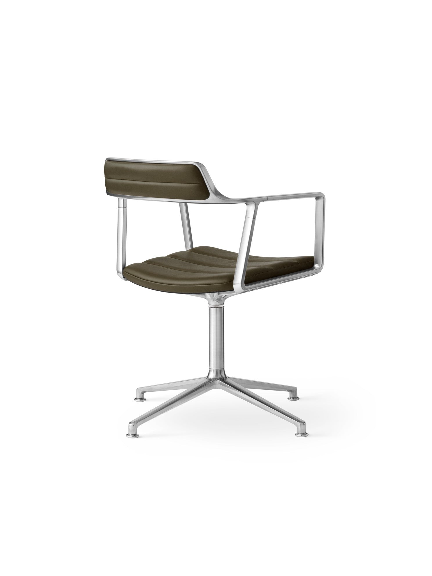 Bureau stoel 452 groene leer met metalen basis