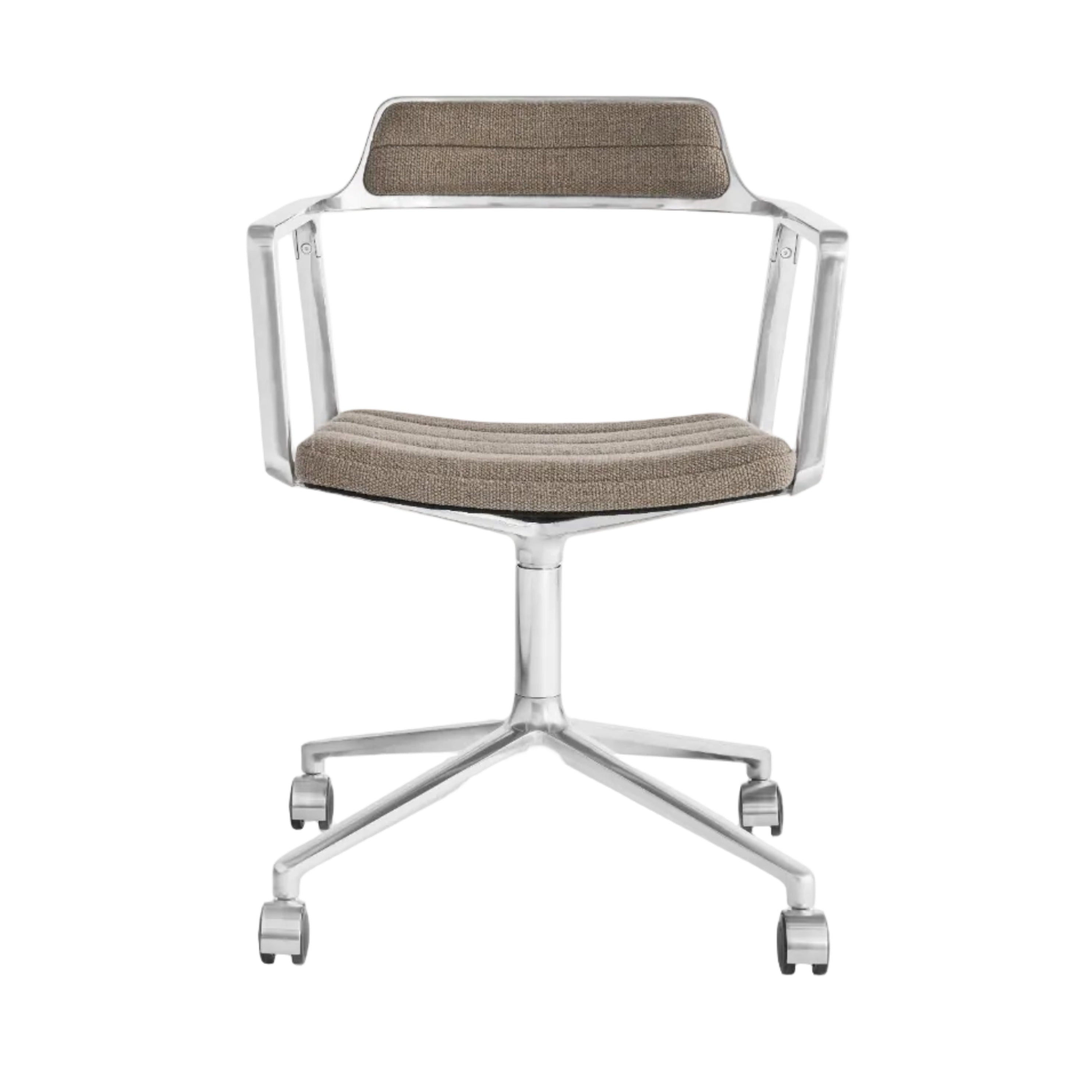 Bureau stoel 452 zandkleurige stof met metalen basis