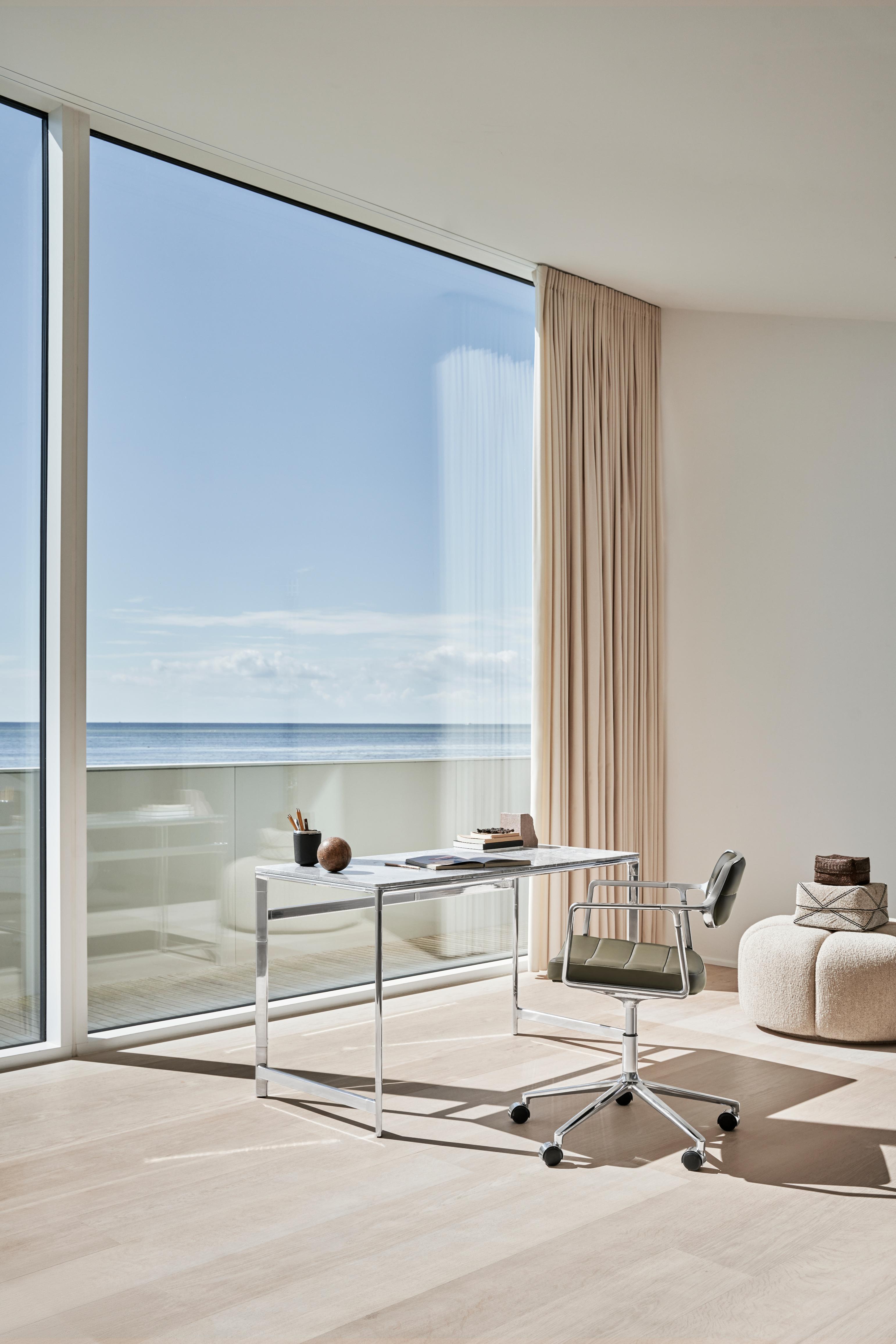 Bürostuhl 453+ grüne Leder mit Metallbasis