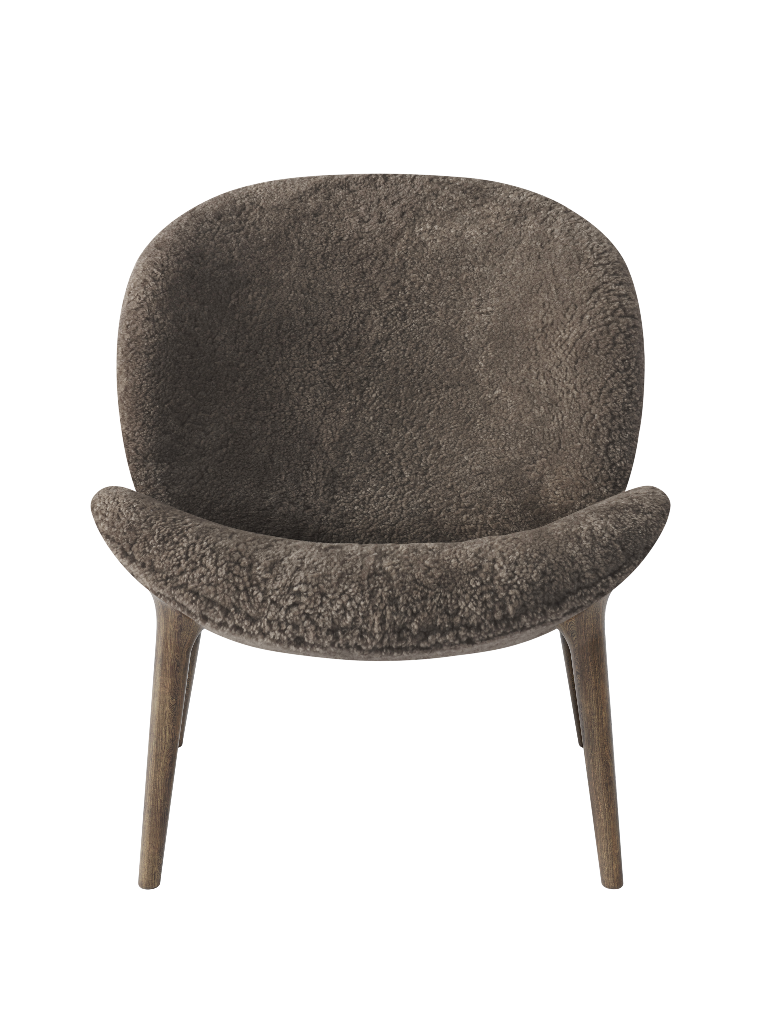 Fauteuil LODGE bruin schapenvacht met een donkere eiken basis