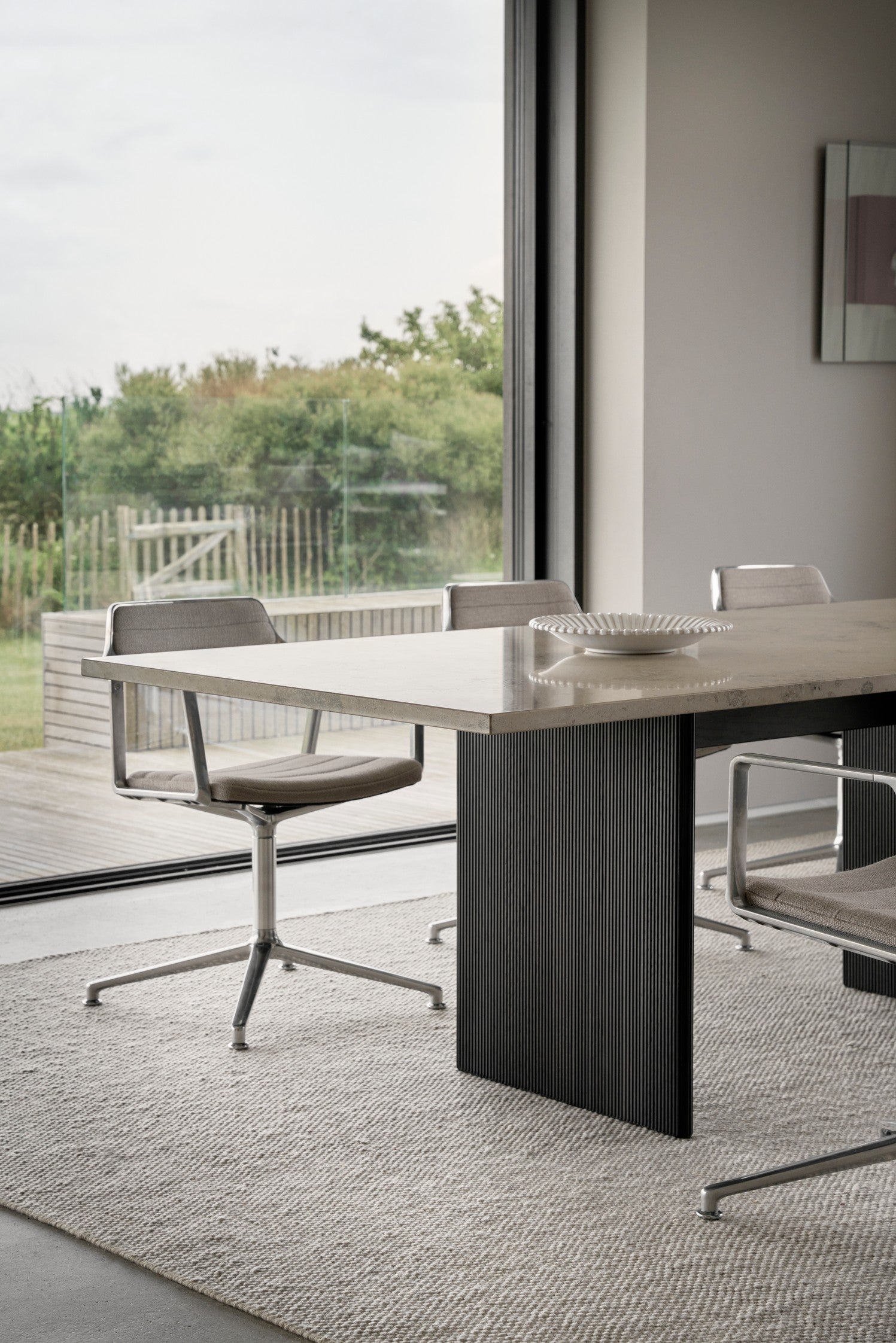 CABIN Table with Gray Limestone Top and Dark Oak Base