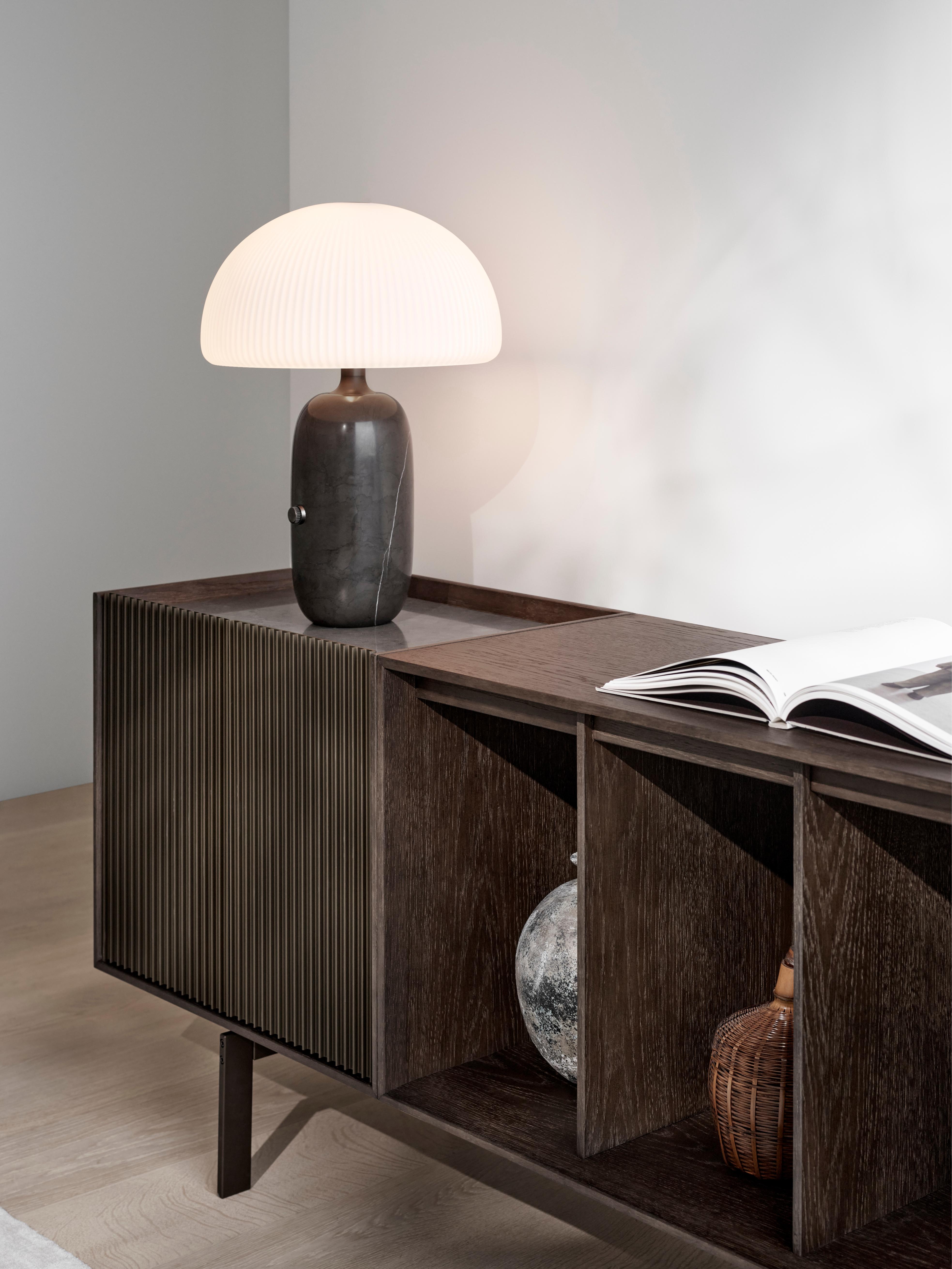 Komoda H1 ciemny dębowy fornir z szarym marmurem