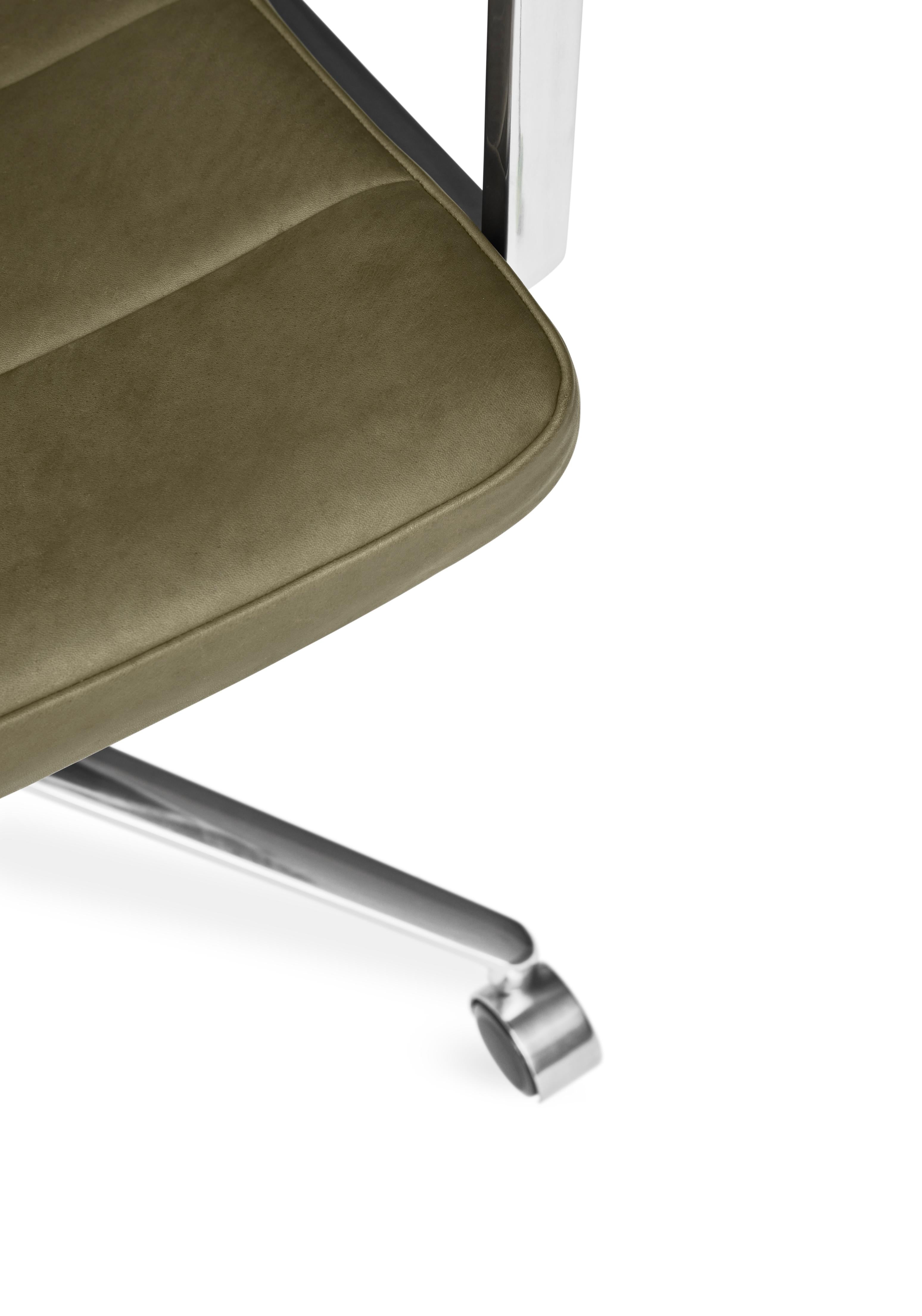 Bureau stoel 455+ groene leer met metalen basis