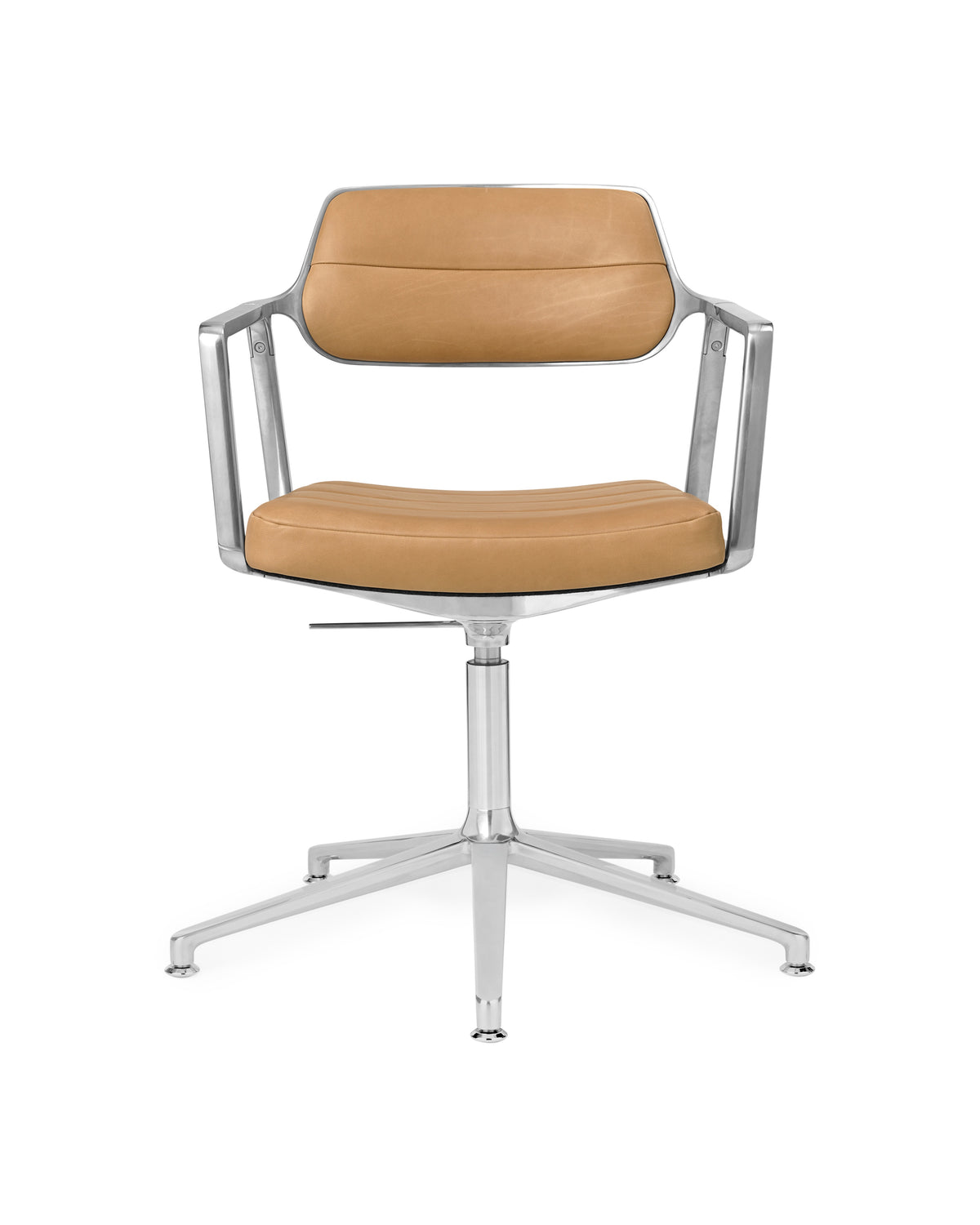 Bureau stoel 453+ karamel leer met metalen basis