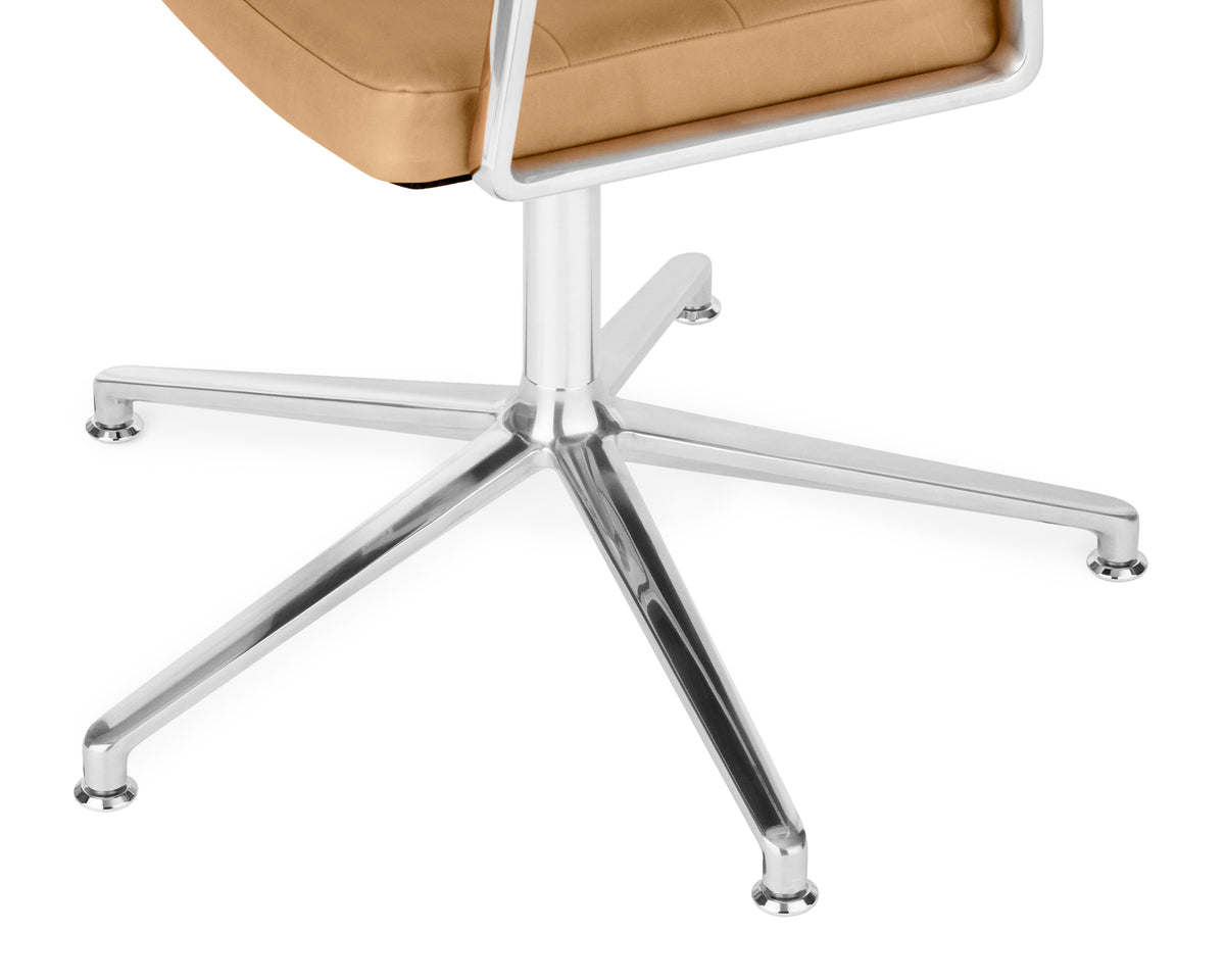 Bureau stoel 453+ karamel leer met metalen basis