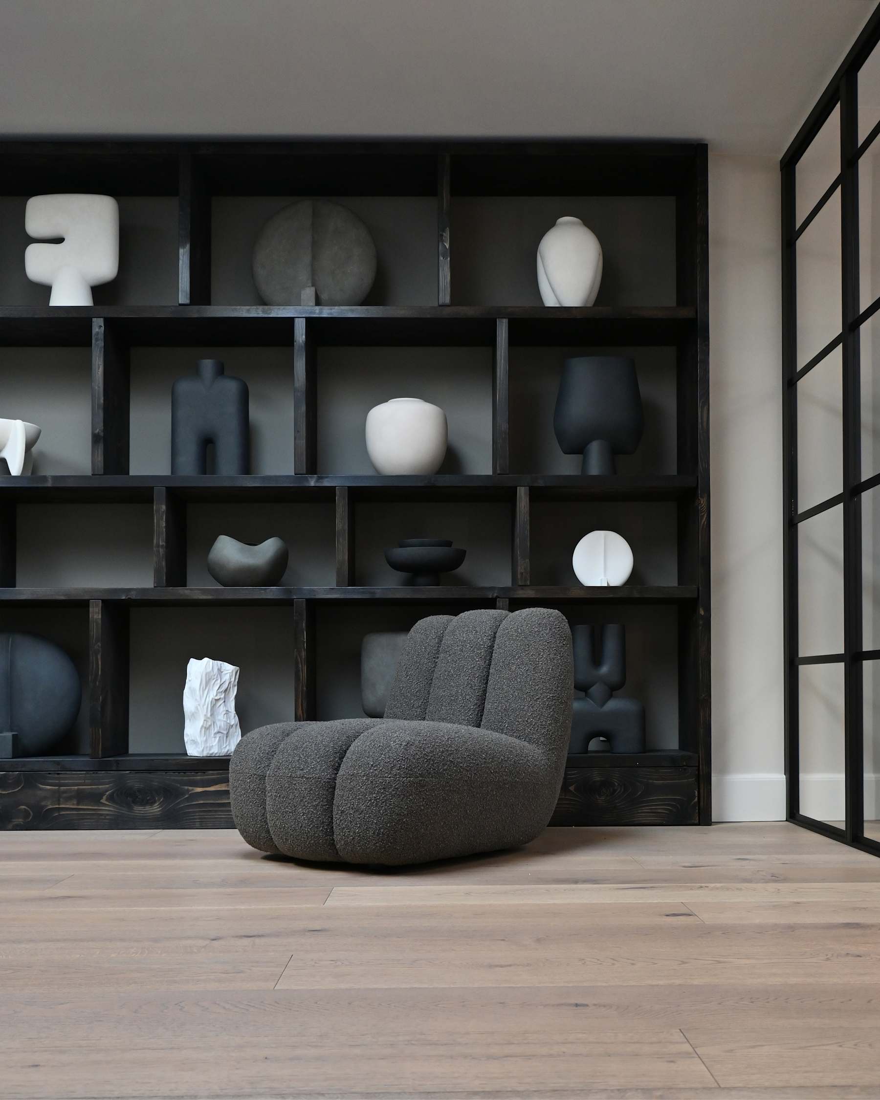 Fauteuil TOE grijs-bruin bouclé