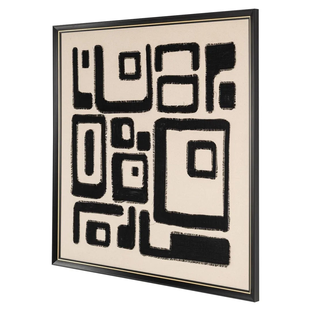 Schilderij SHANITA beige met zwart patroon