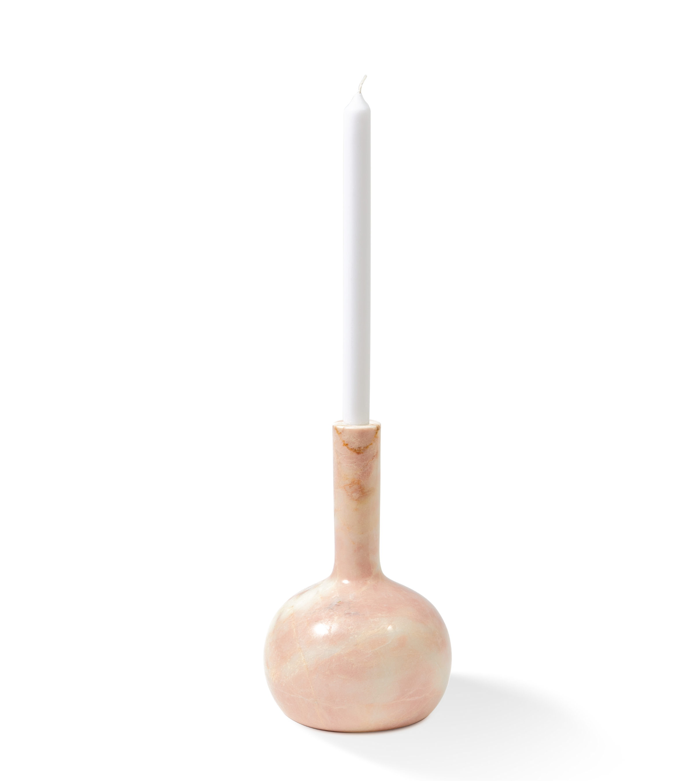 HERITAGE BELL candle holder in light pink marble