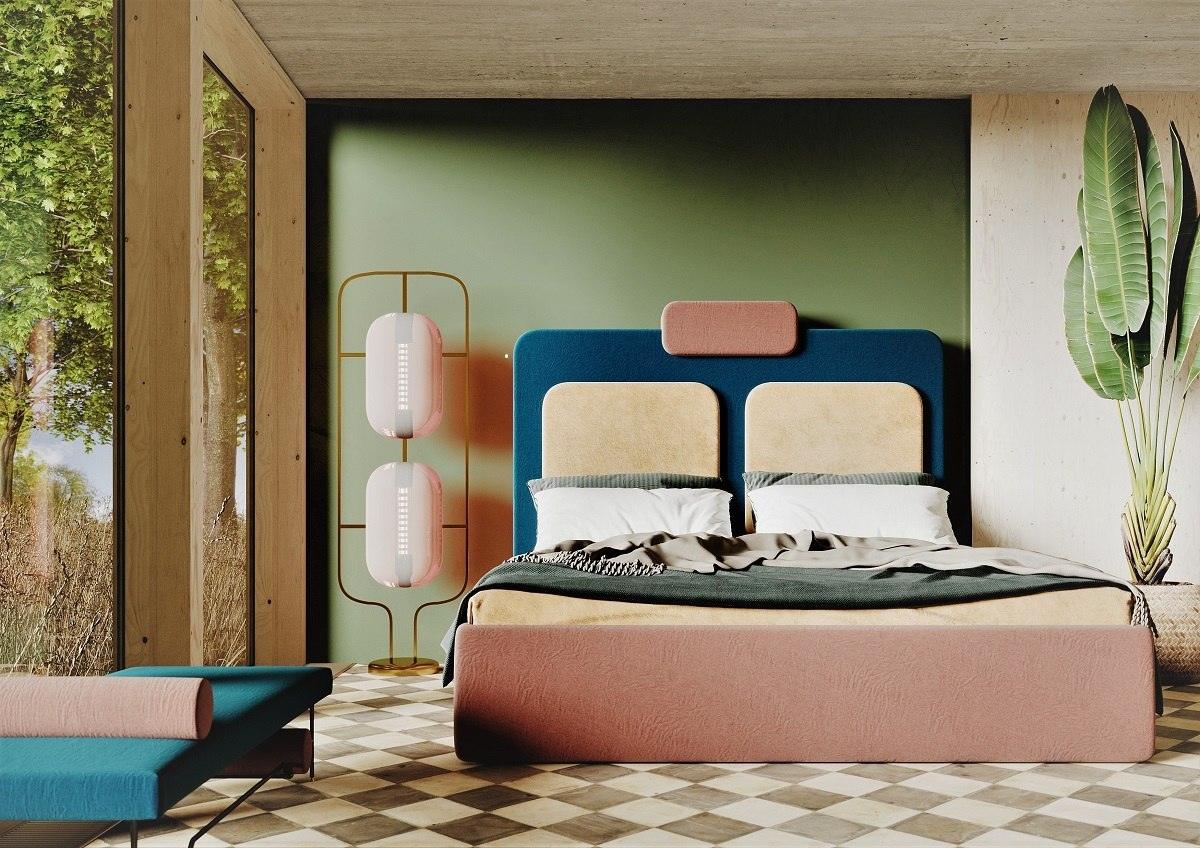 Wezgłowie PLUM 7 różowy z szarym Happy Barok Eye on Design