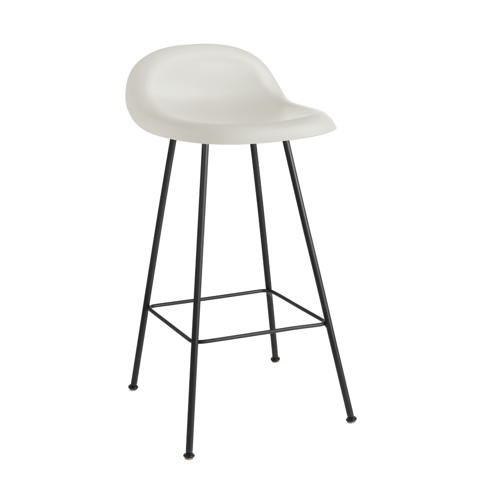 Hocker GUBI 3D witte zitting met zwarte basis