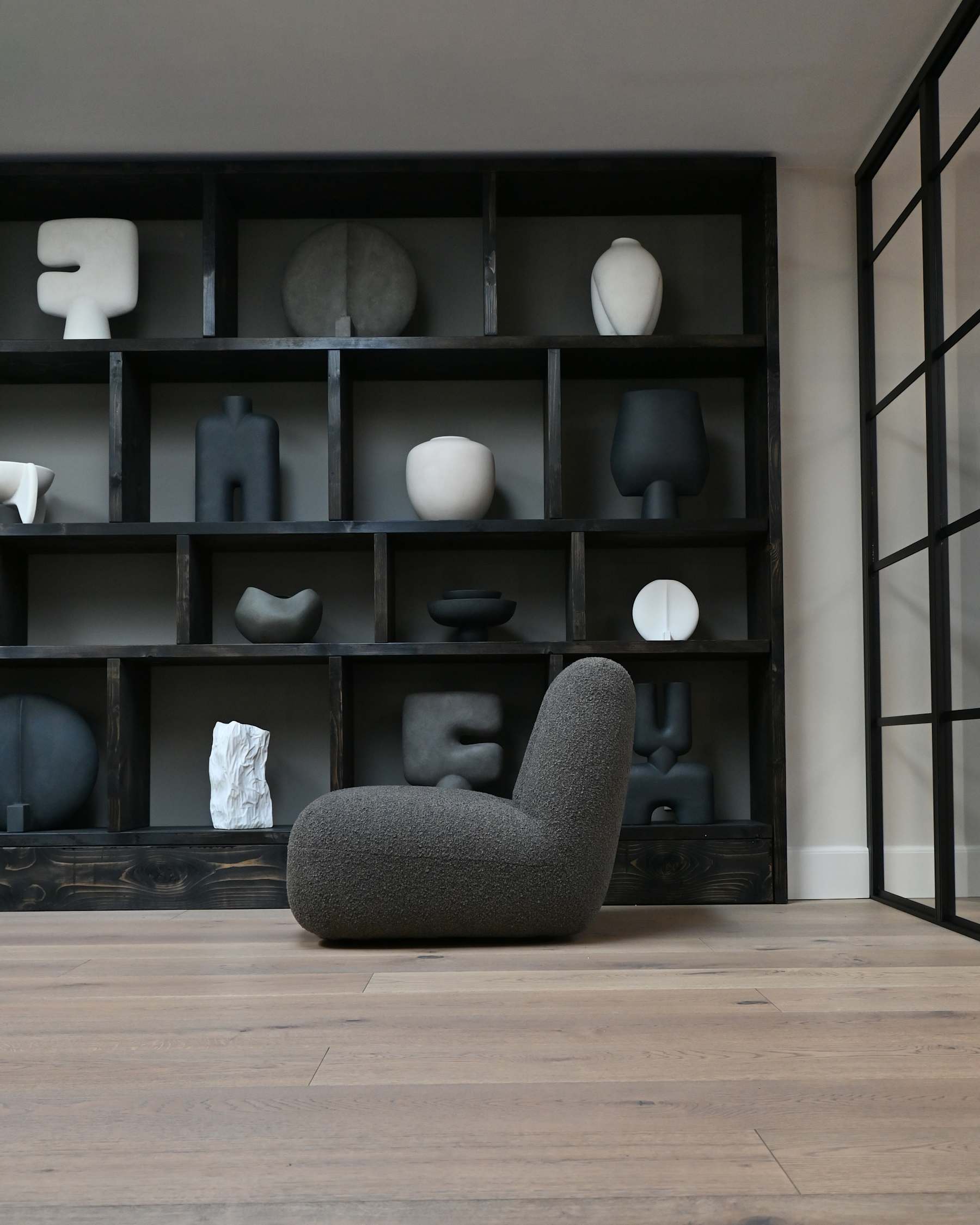 Fauteuil TOE grijs-bruin bouclé