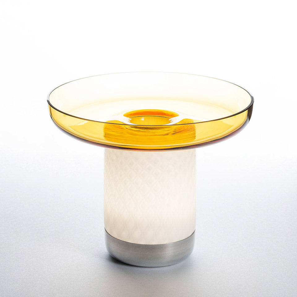 Draagbare lamp BONTA PLATE wit met geel