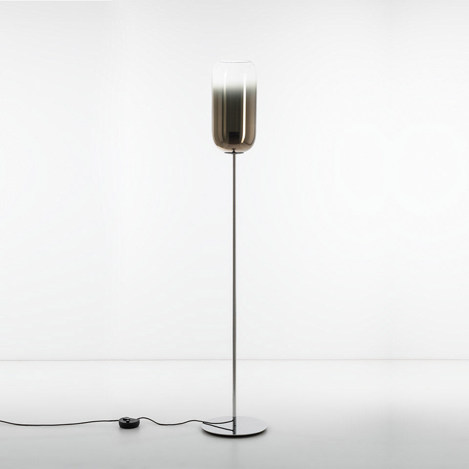 GOPLE Floor Lamp Brown with Silver Base