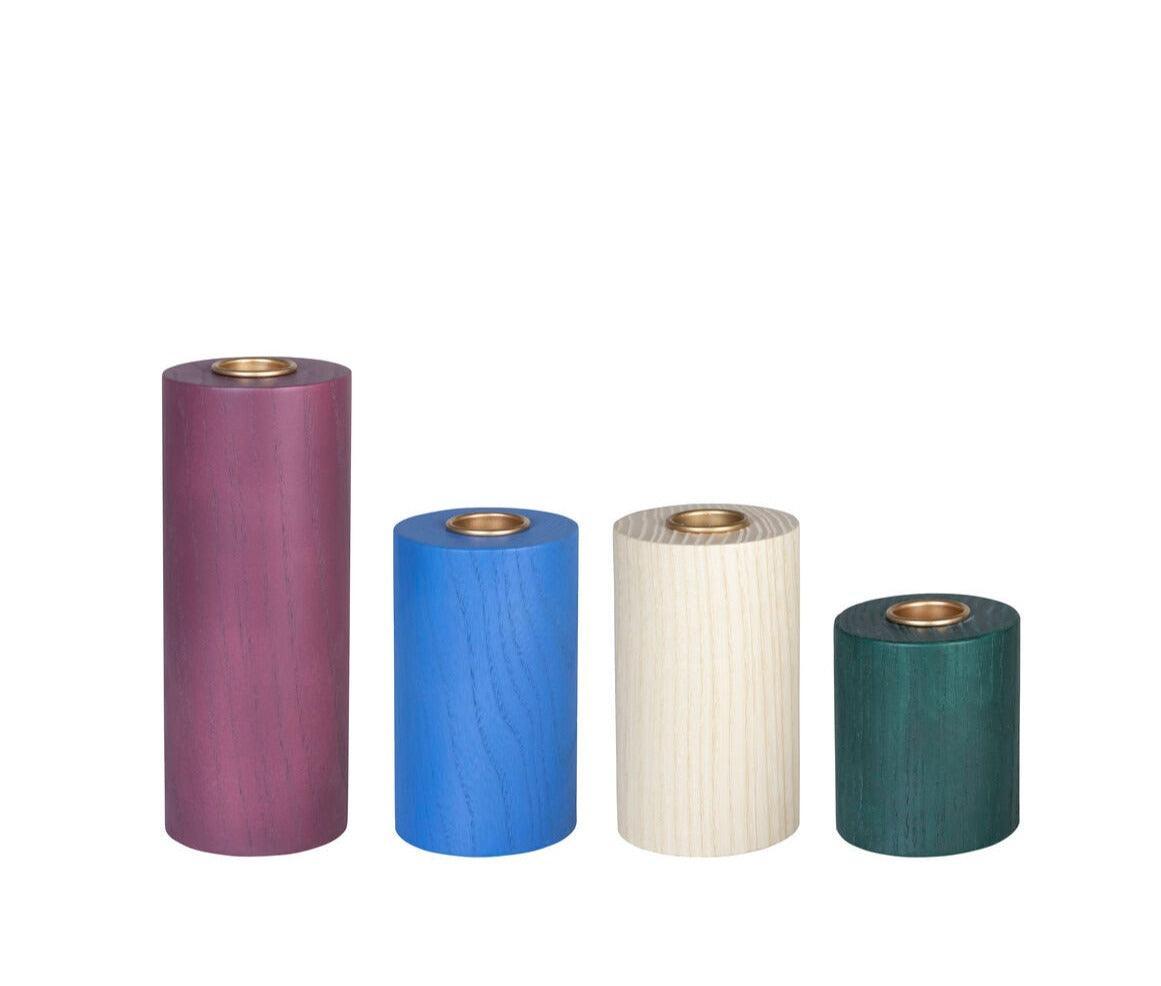 Zestaw czterech świeczników CRAYON drewno dębowe Hübsch Eye on Design