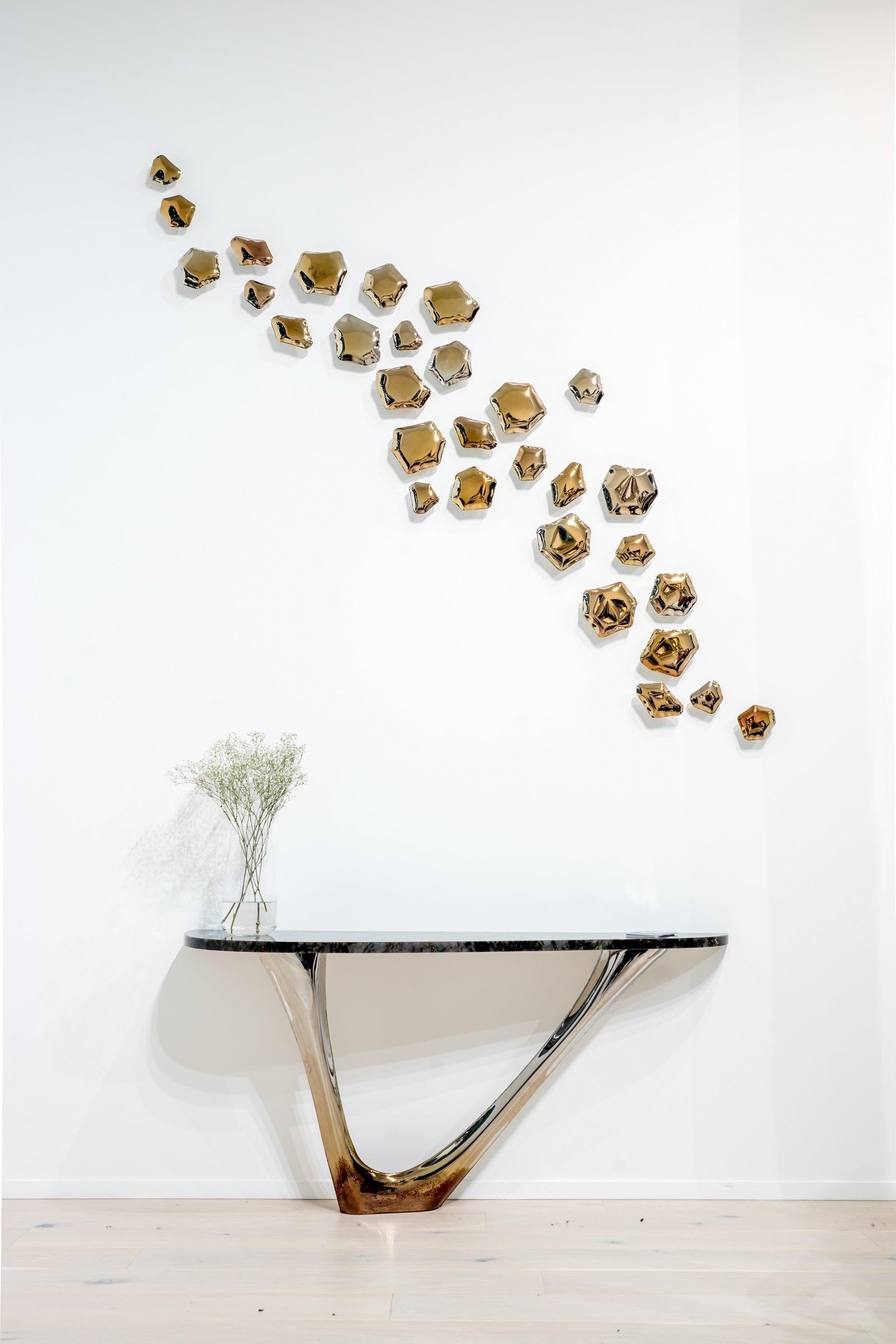 Zestaw dekoracyjnych wieszaków KAMYKI heat złoty Zieta Studio Eye on Design