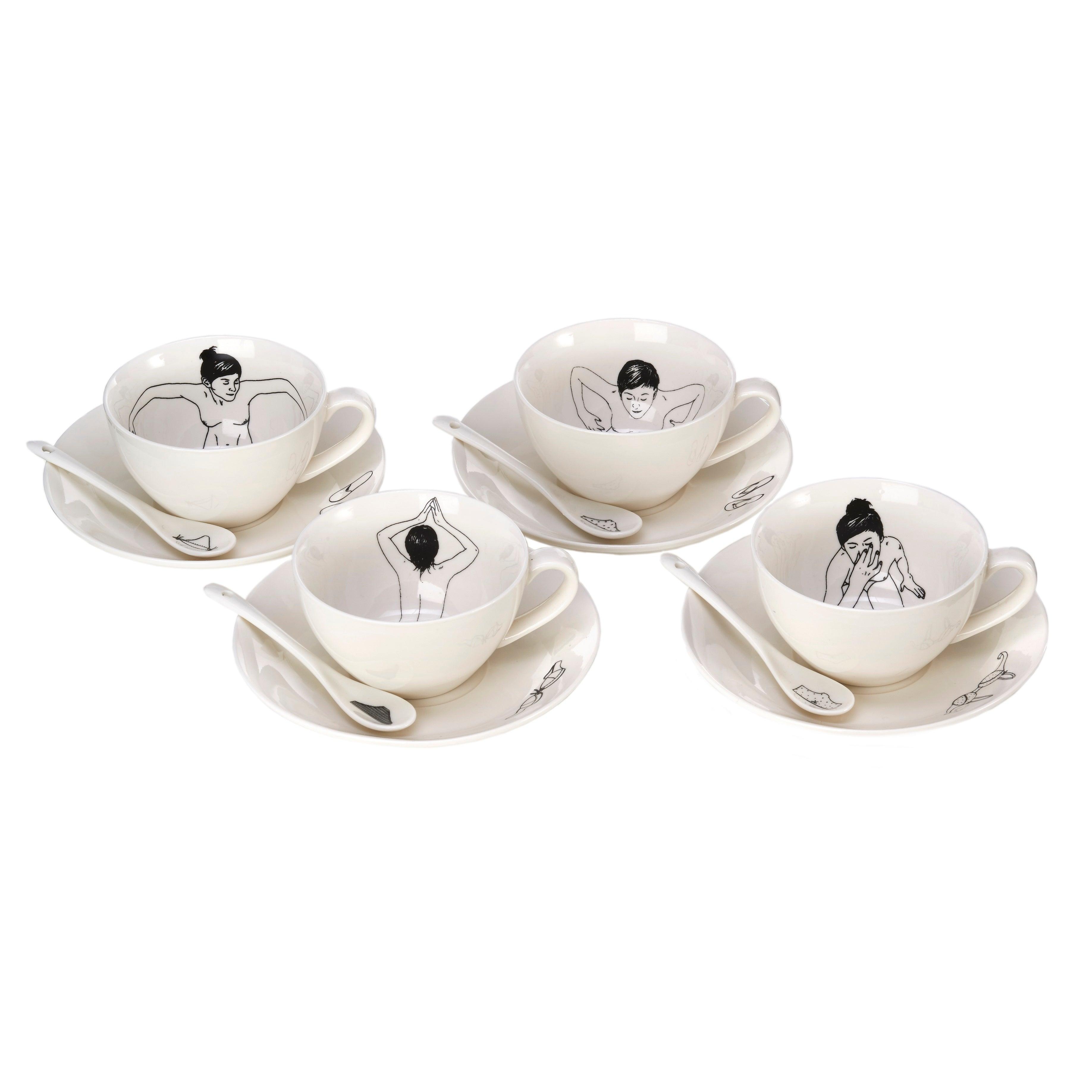 Zestaw filiżanek UNDRESSED biała porcelana Pols Potten Eye on Design