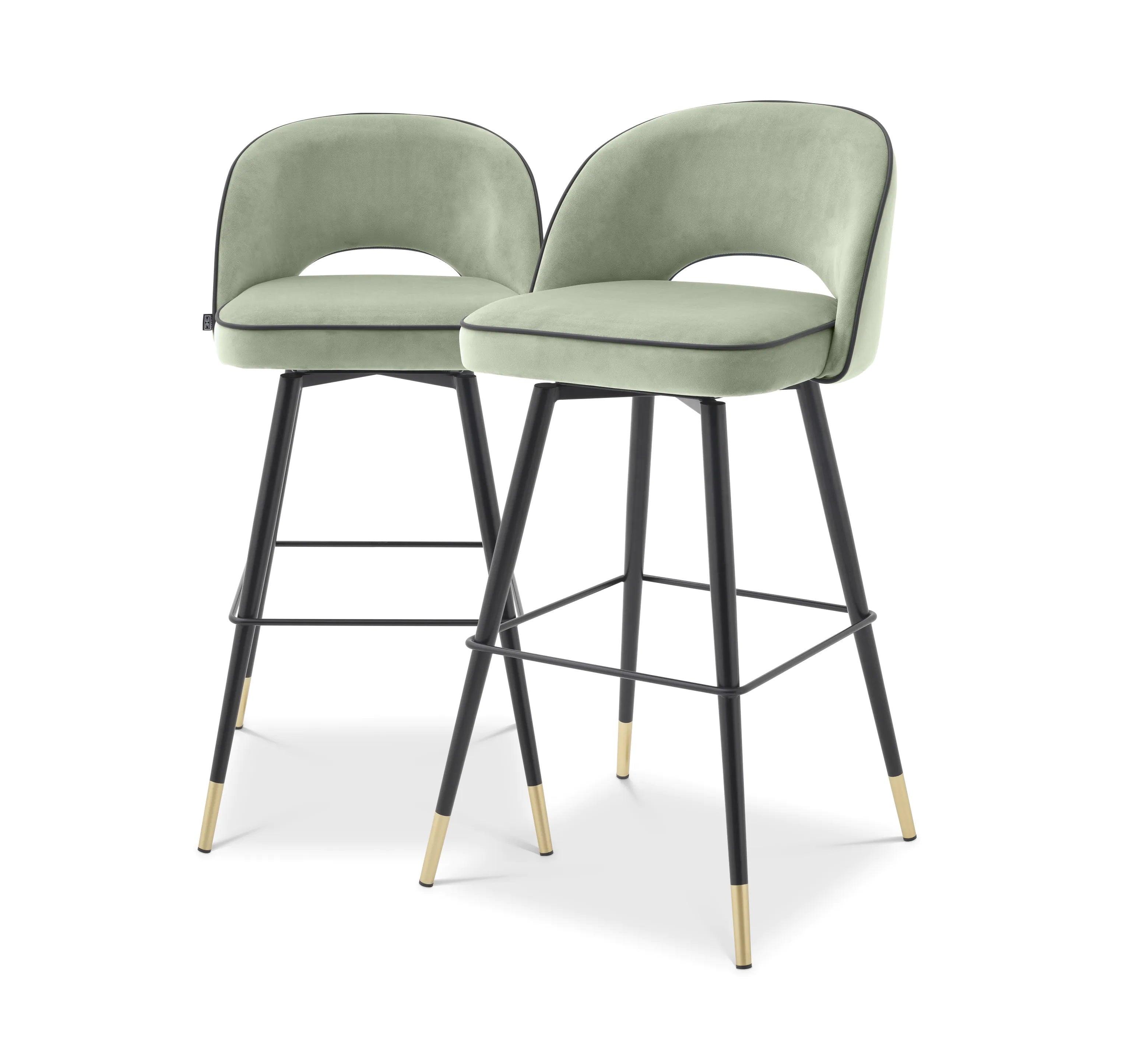 Zestaw hokerów aksamitnych CLIFF pistacjowy Eichholtz Eye on Design