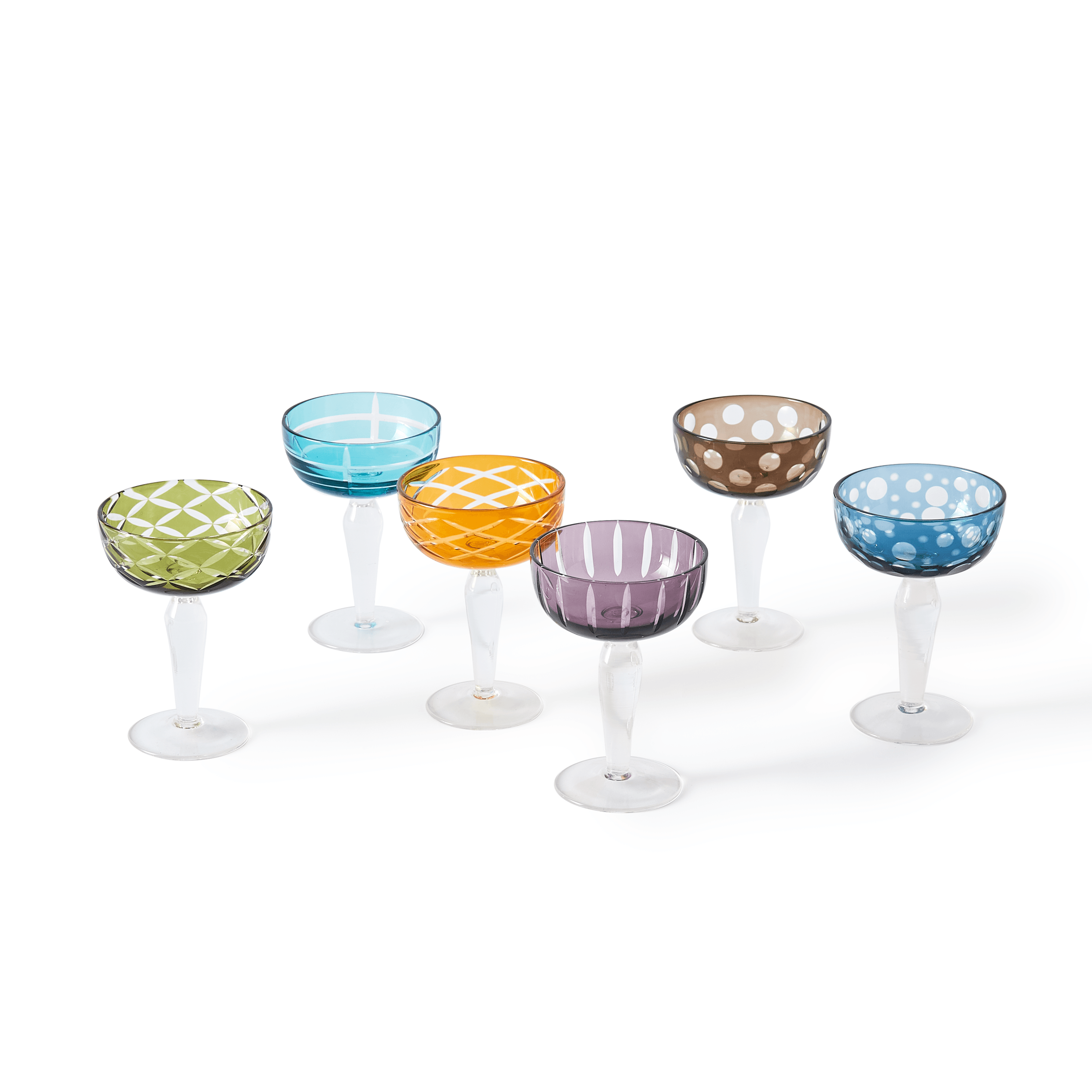 Zestaw kieliszków CUTTINGS COUPE kolorowy Pols Potten Eye on Design