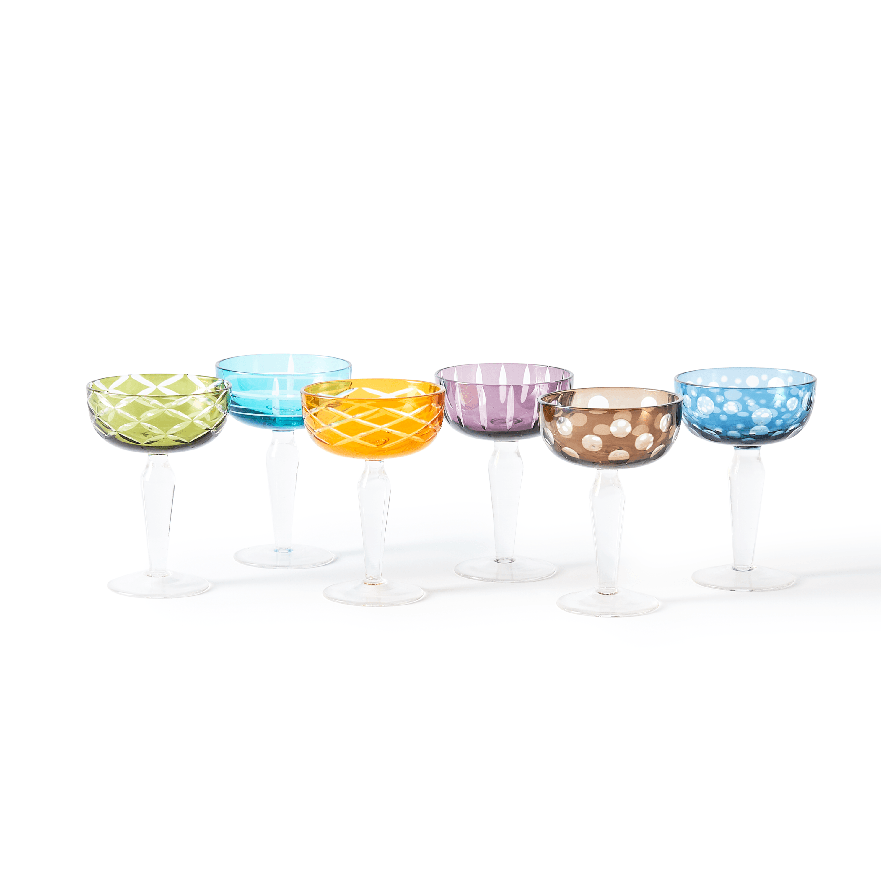Zestaw kieliszków CUTTINGS COUPE kolorowy Pols Potten Eye on Design
